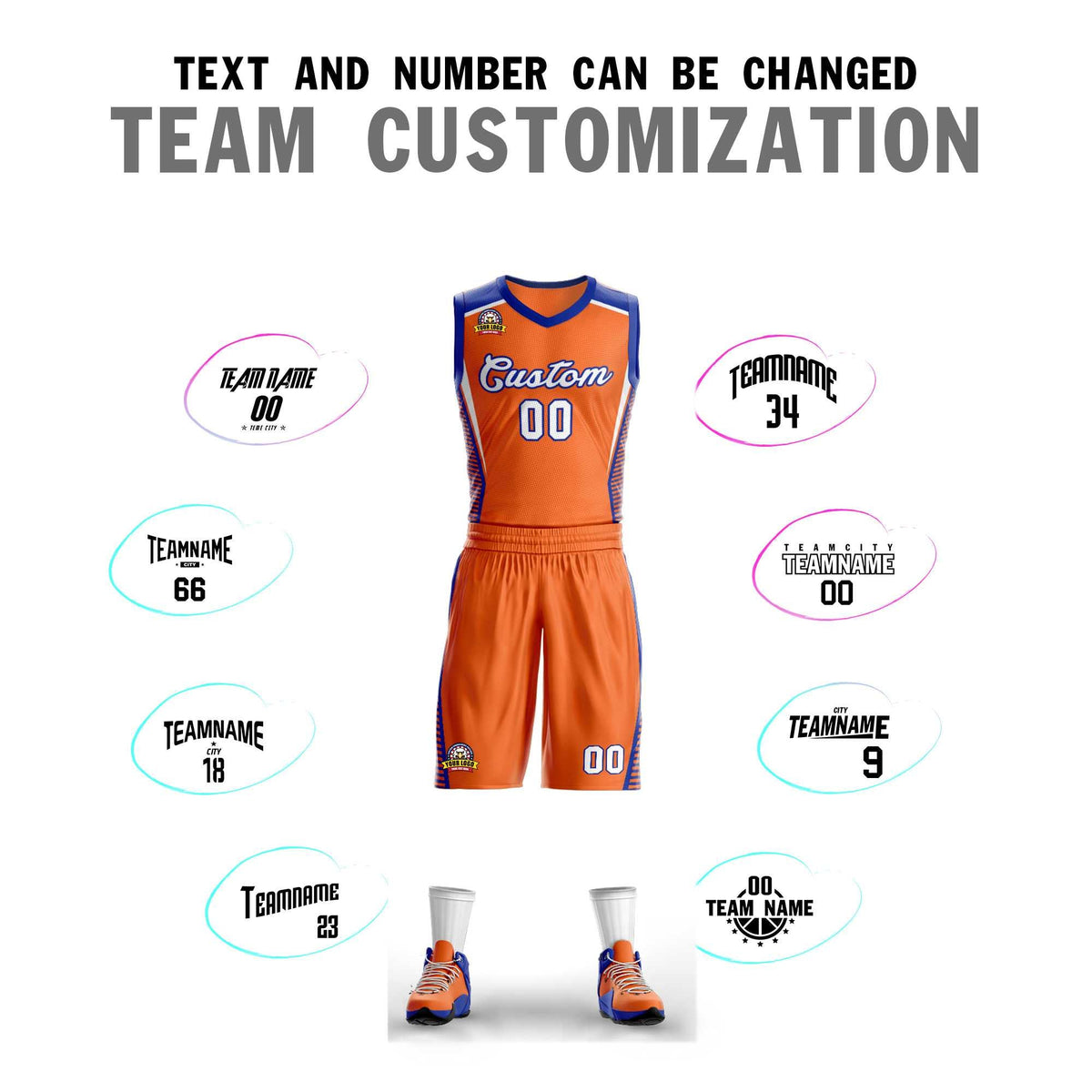 Custom Orange White-Royal Classic Kits Mesh Basketball Jersey