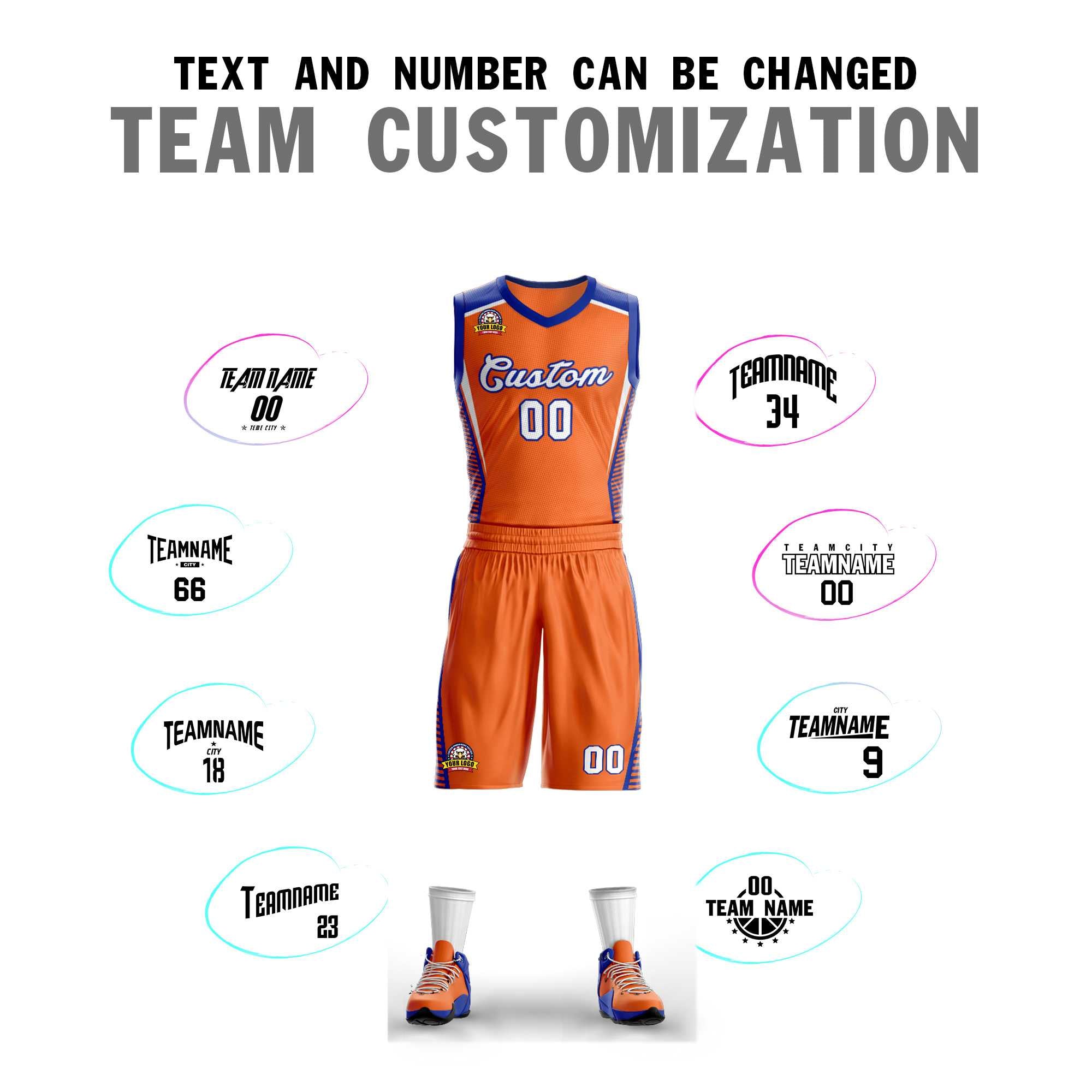 Custom Orange White-Royal Classic Kits Mesh Basketball Jersey