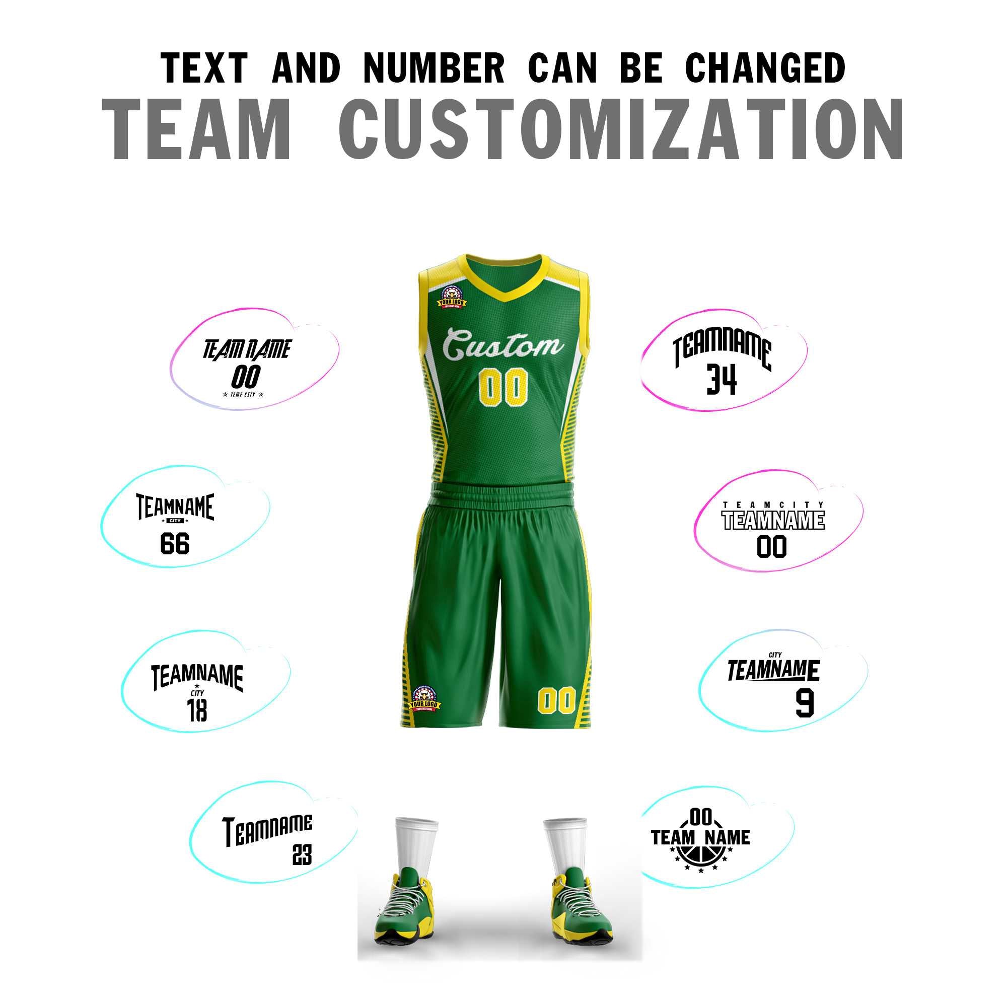 Custom Kelly Green White Classic Kits Mesh Basketball Jersey
