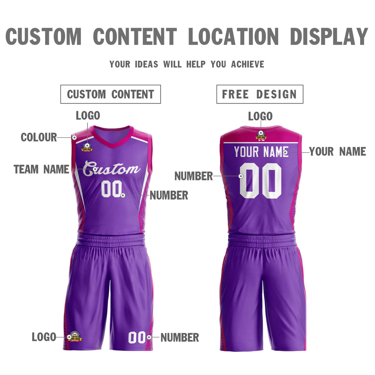 Custom Purple Purple Classic Kits Mesh Basketball Jersey