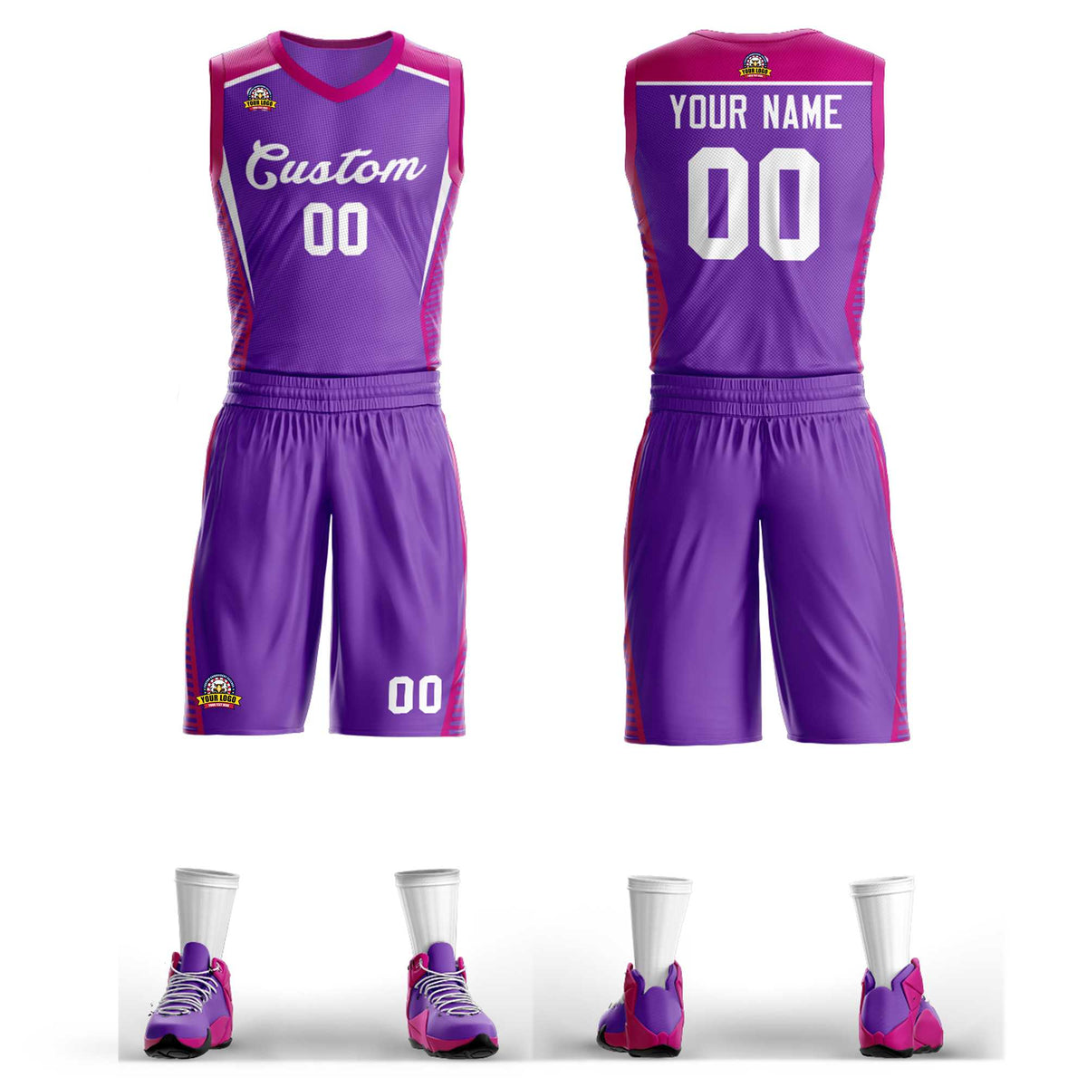Custom Purple Purple Classic Kits Mesh Basketball Jersey