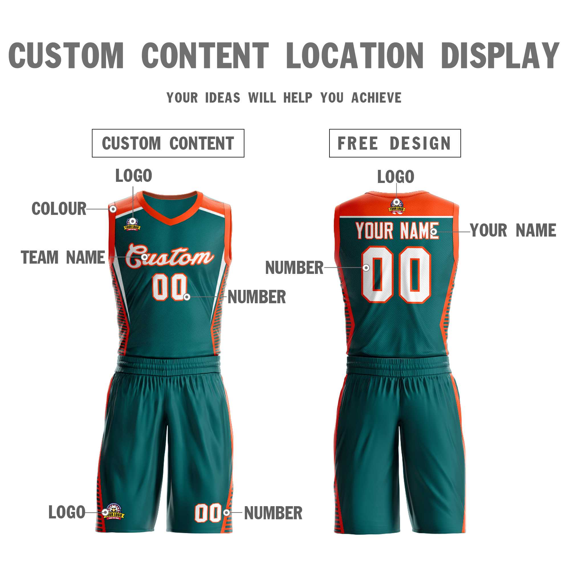 Custom Aqua White-Orange Classic Kits Mesh Basketball Jersey