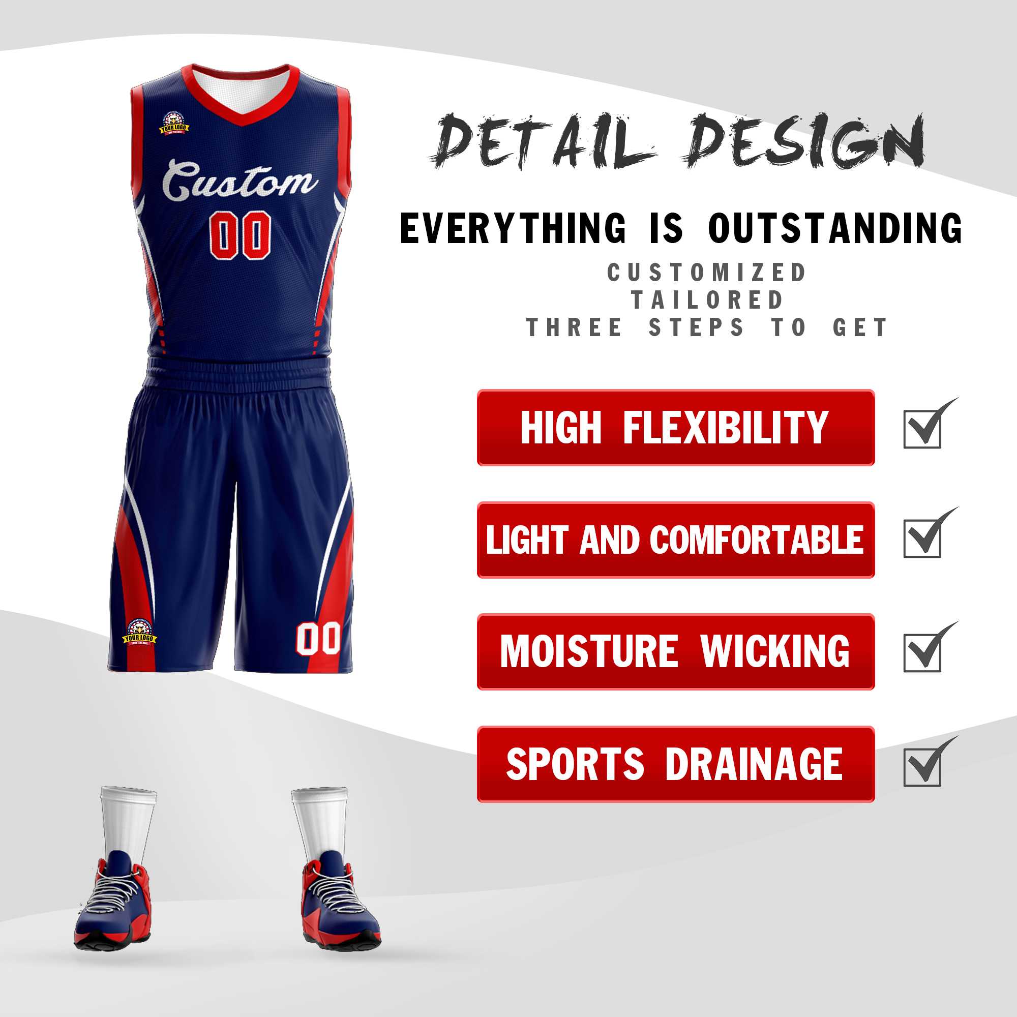 Custom Navy White Classic Kits Mesh Basketball Jersey