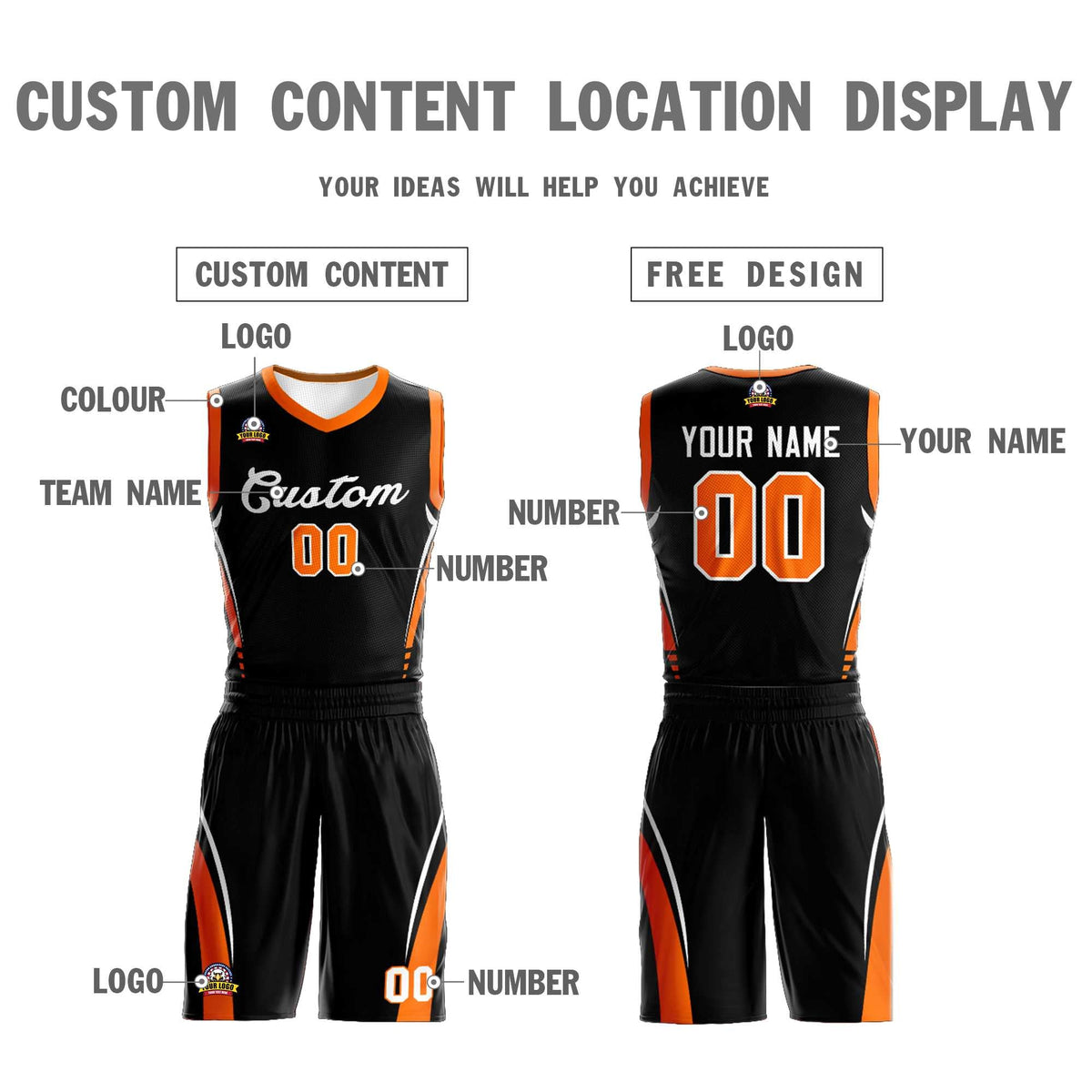 Custom Black White Classic Kits Mesh Basketball Jersey
