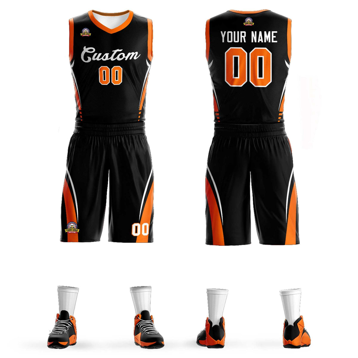 Custom Black White Classic Kits Mesh Basketball Jersey