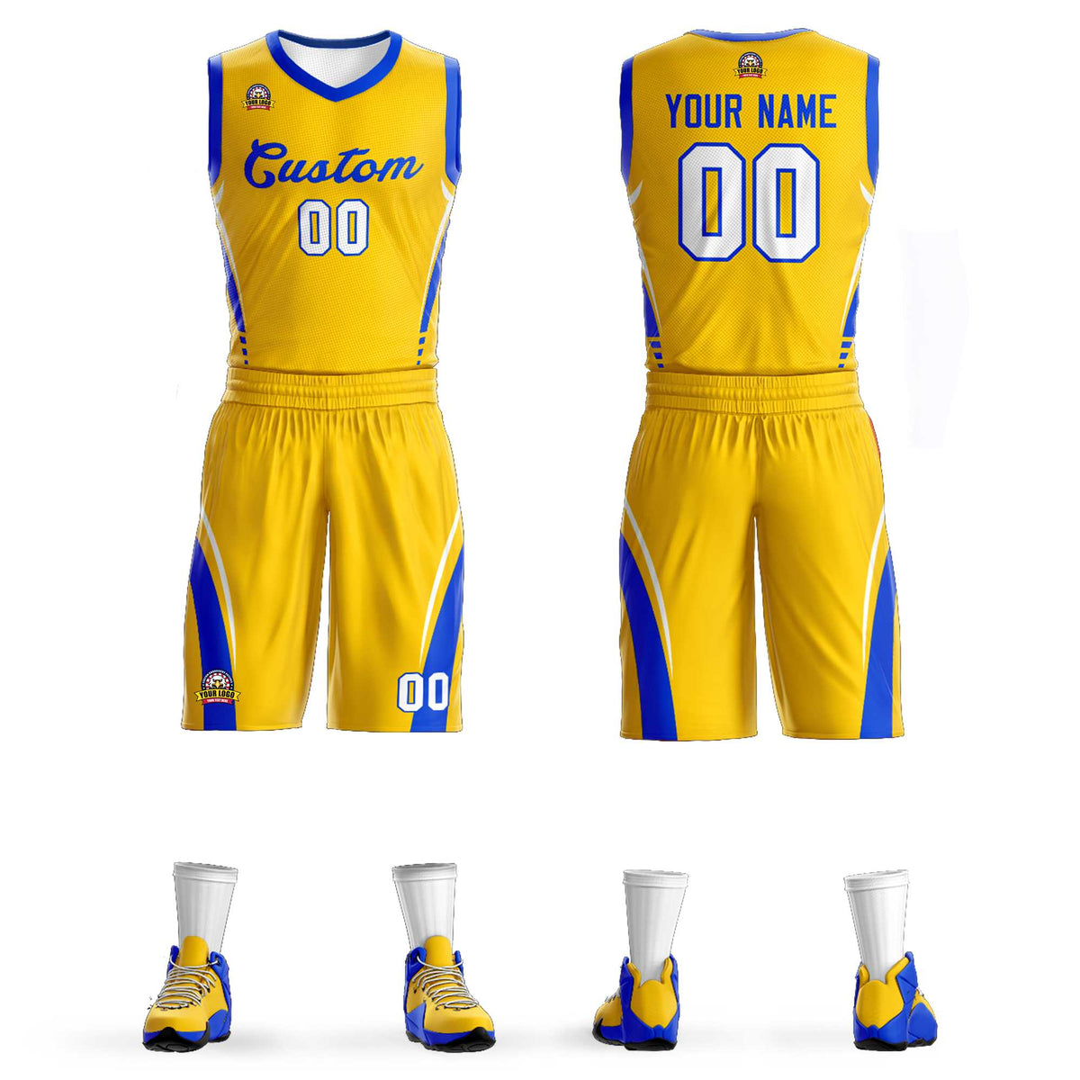 Custom Gold Royal Classic Kits Mesh Basketball Jersey