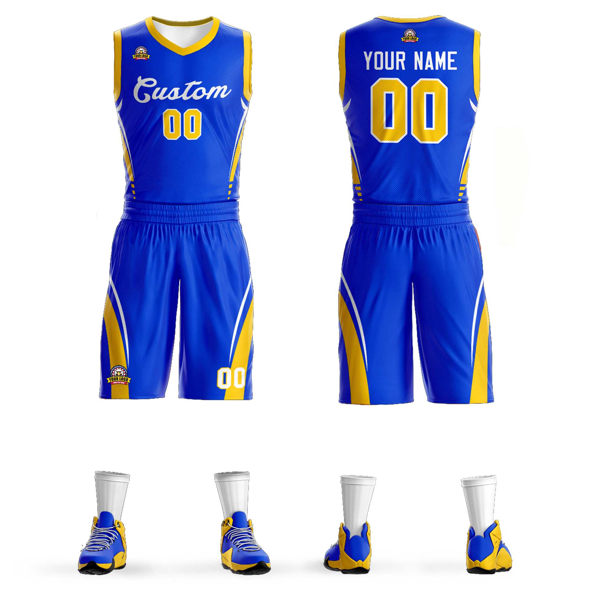 Custom Royal White Classic Kits Mesh Basketball Jersey