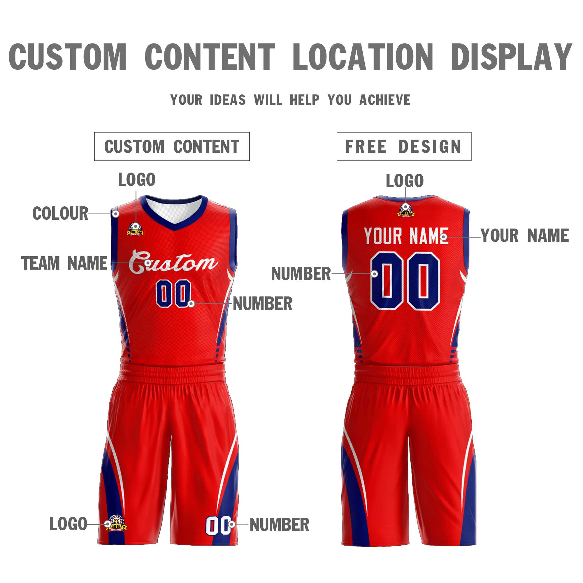 Custom Red White Classic Kits Mesh Basketball Jersey