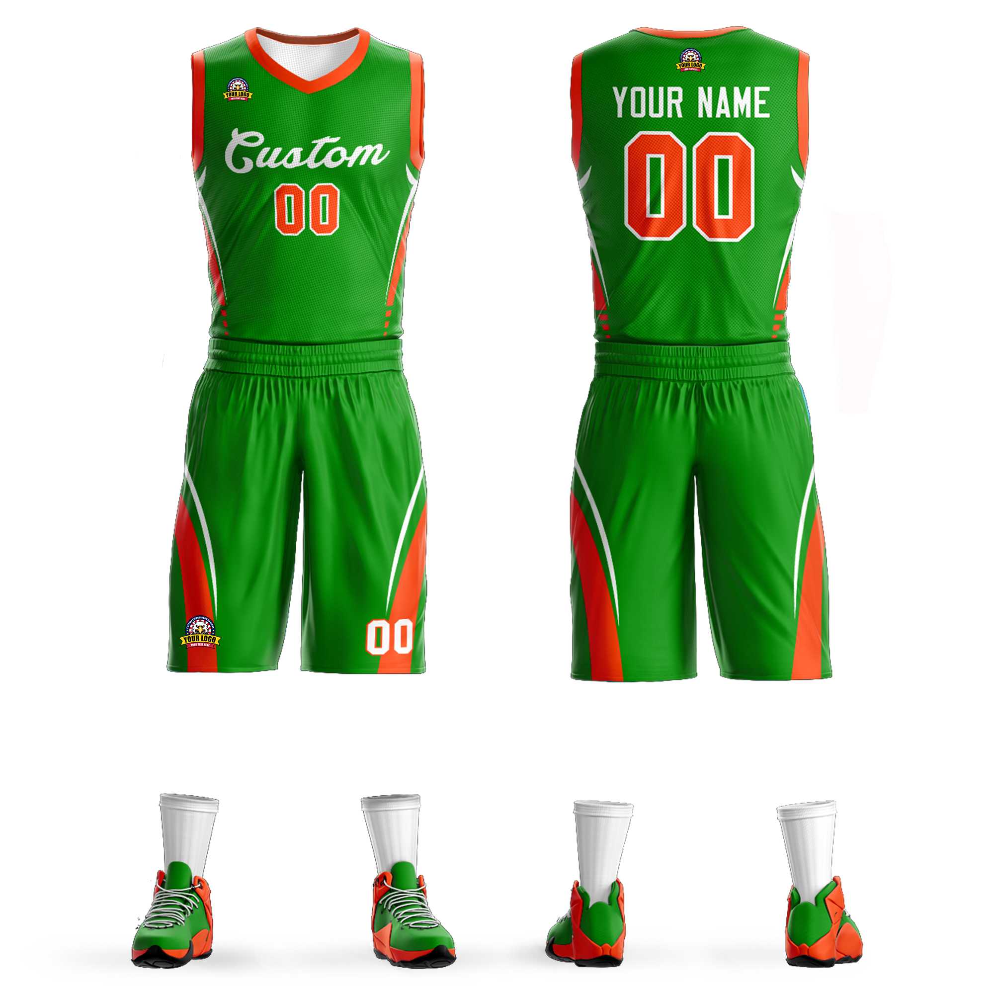 Benutzerdefinierte grün weiß Classic Kits Mesh Basketball Jersey