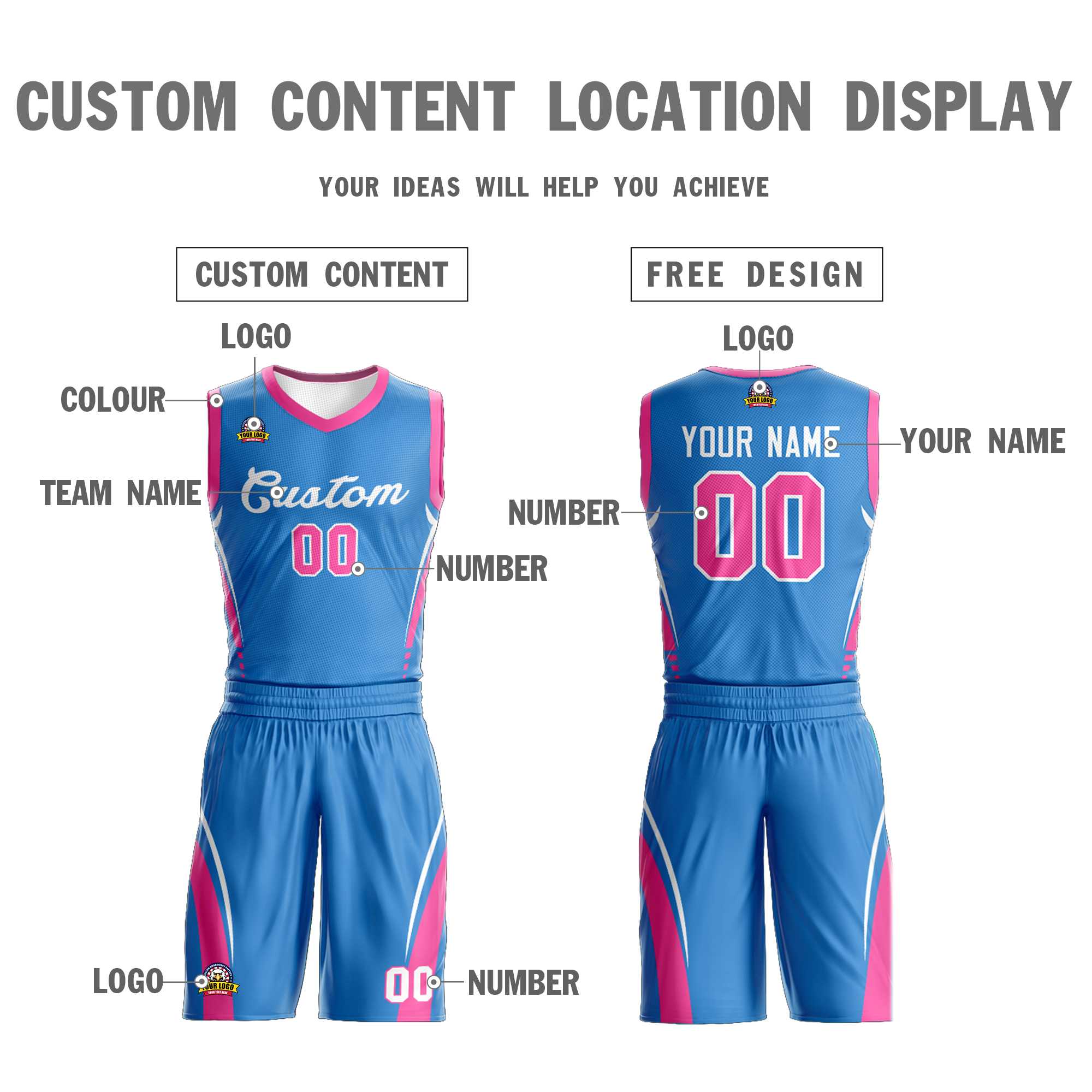 Custom Powder Blue White Classic Kits Mesh Basketball Jersey