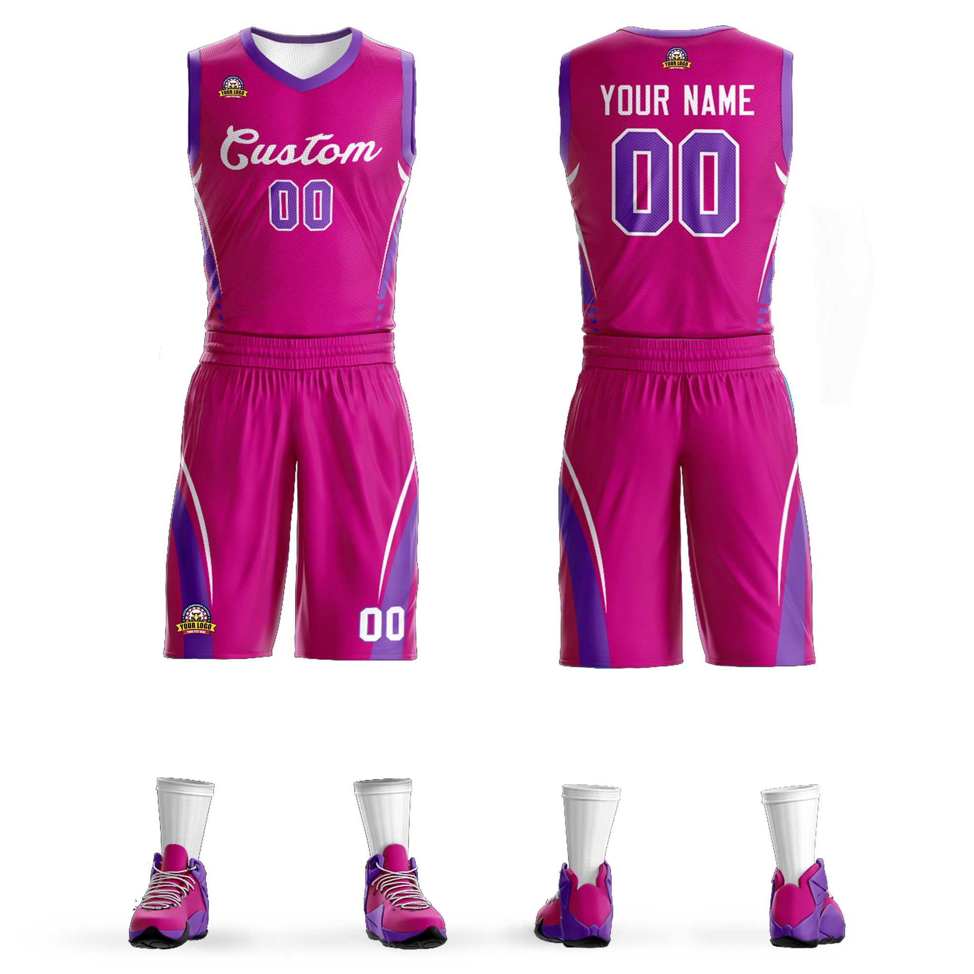 Custom Red White Classic Kits Mesh Basketball Jersey