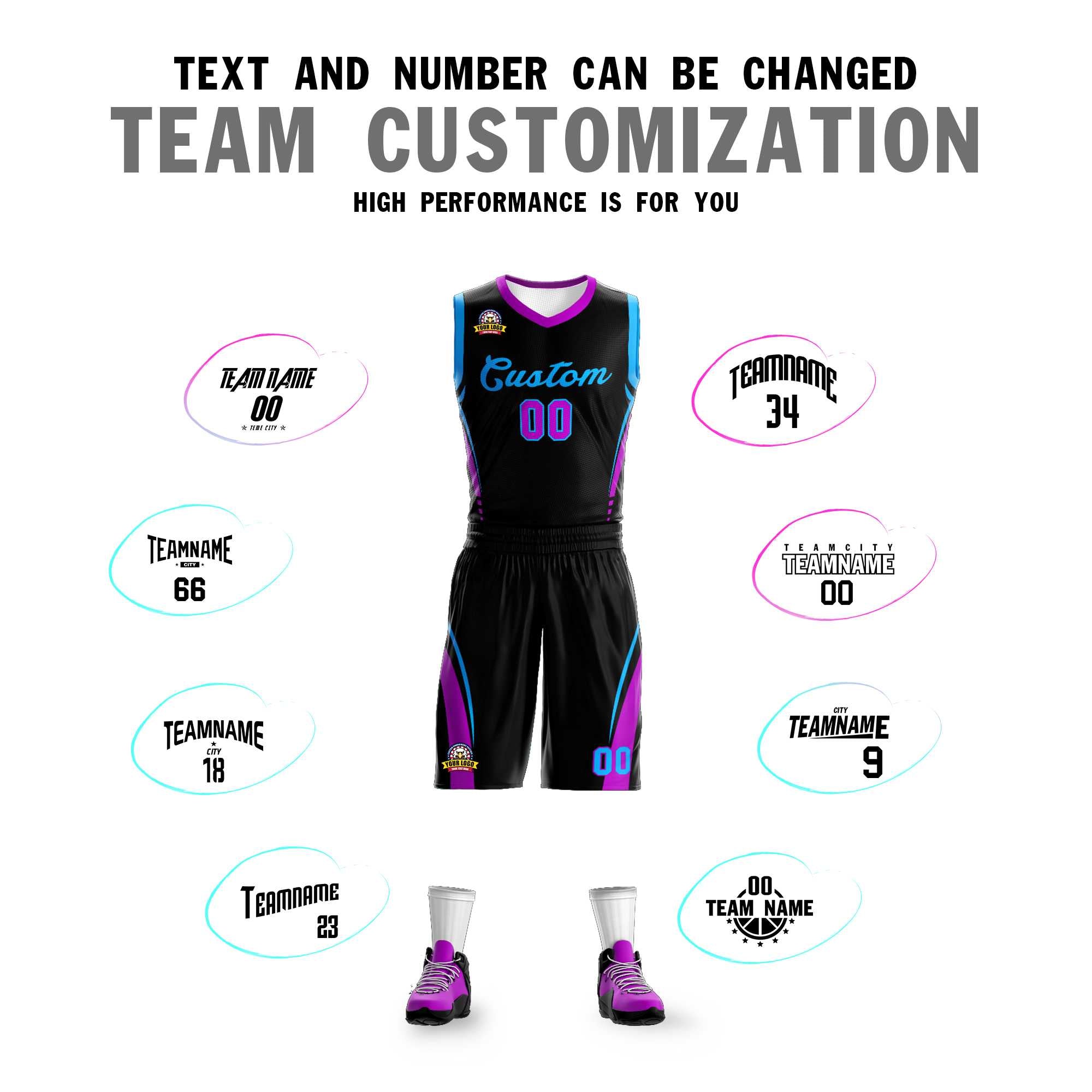Benutzerdefinierte schwarz pulverblau Classic Kits Mesh Basketball Jersey