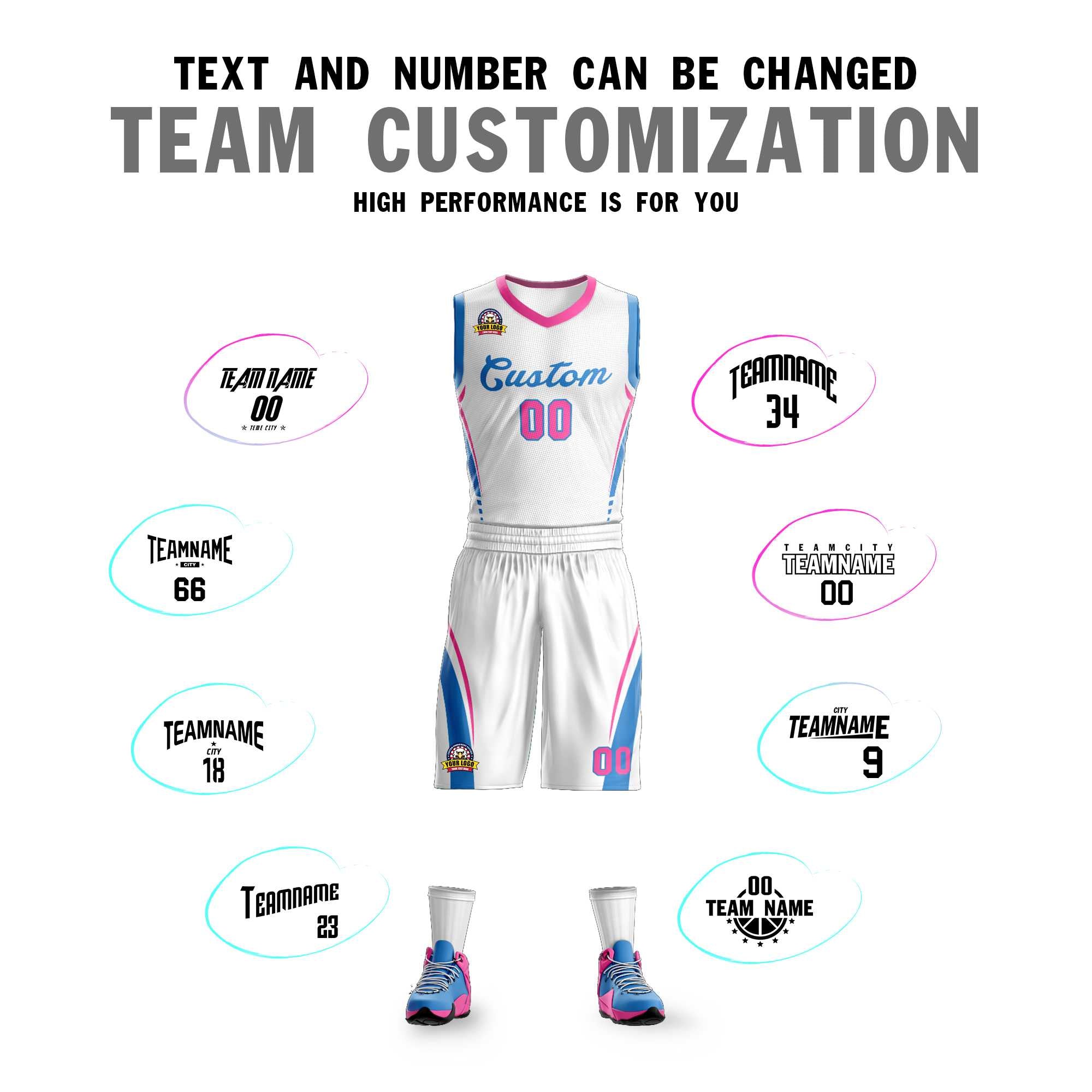 Custom White Blue Classic Kits Mesh Basketball Jersey