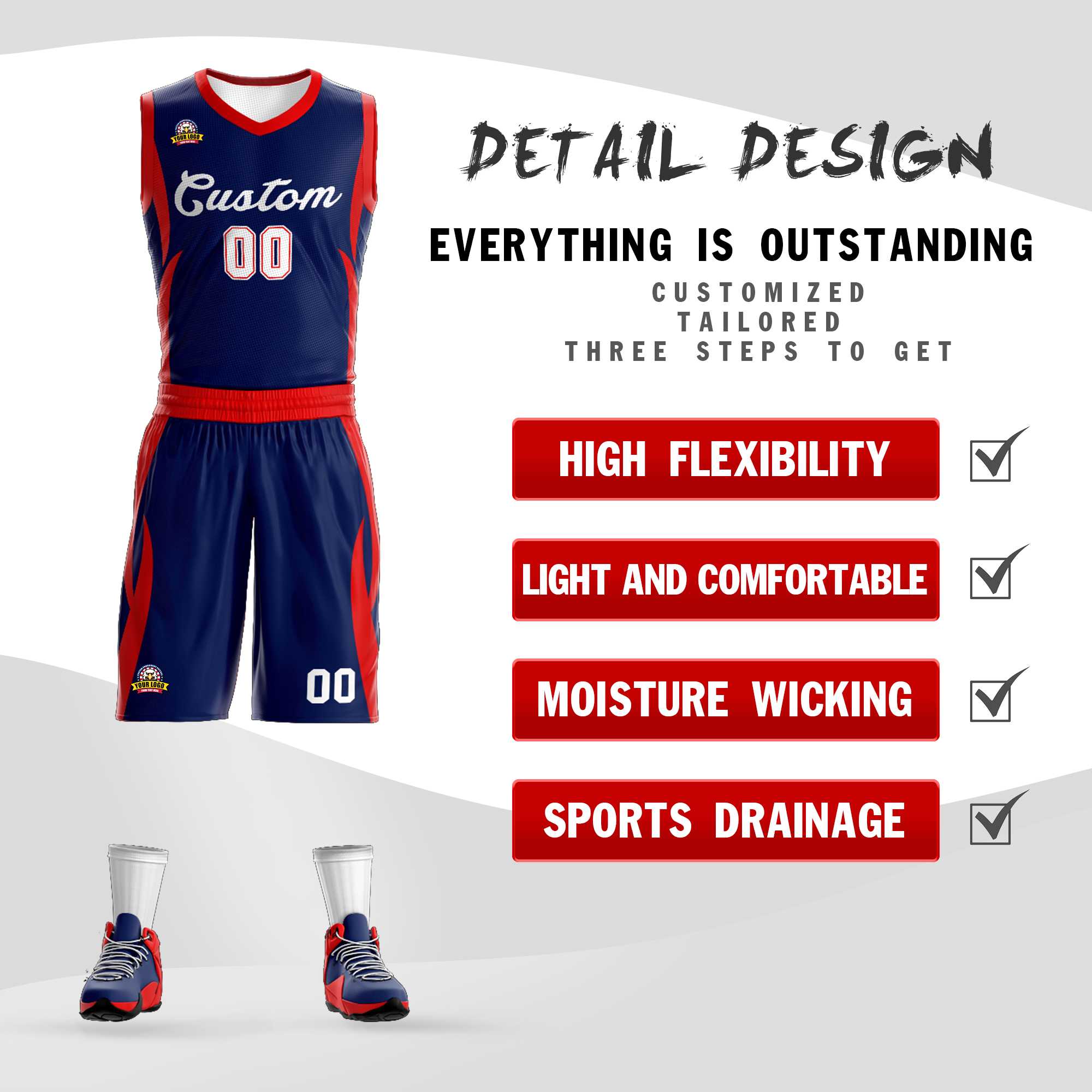 Custom Navy White Classic Kits Mesh Basketball Jersey