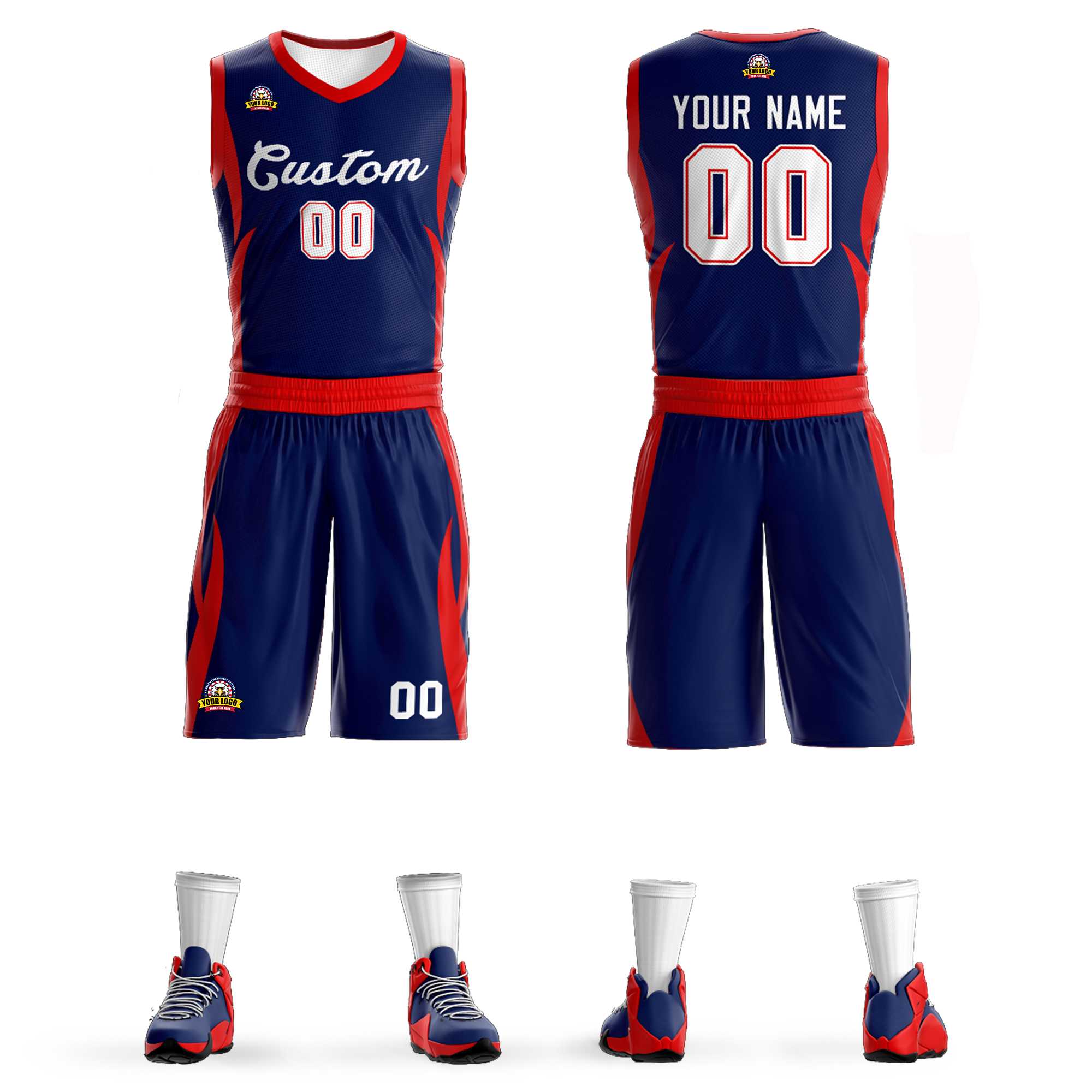 Custom Navy White Classic Kits Mesh Basketball Jersey
