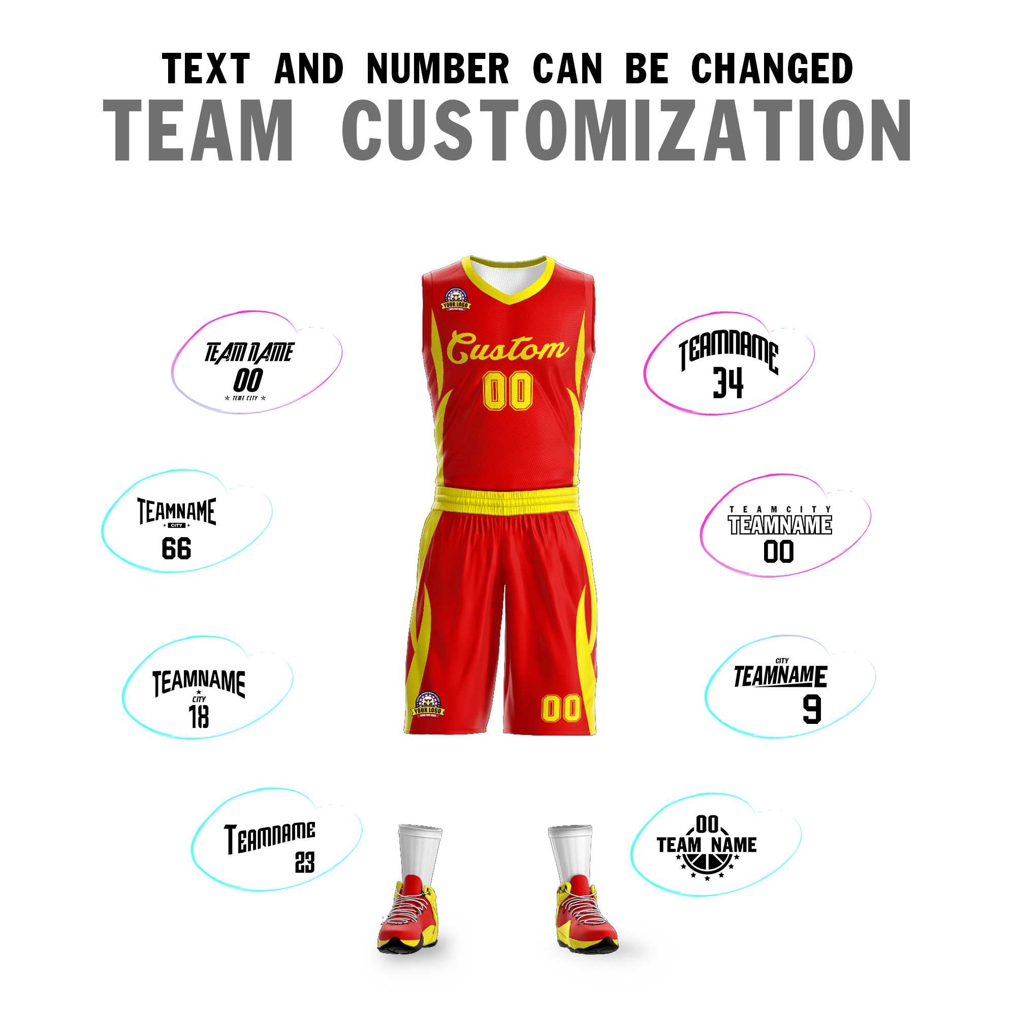 Custom Red Gold Classic Kits Mesh Basketball Jersey