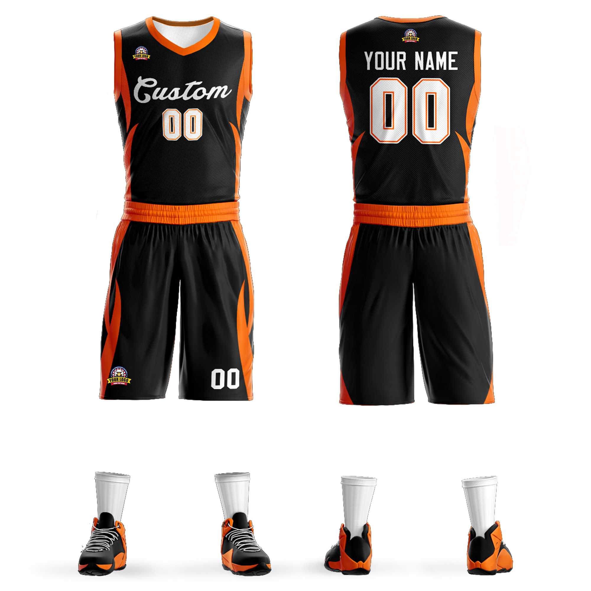 Custom Black White Classic Kits Mesh Basketball Jersey