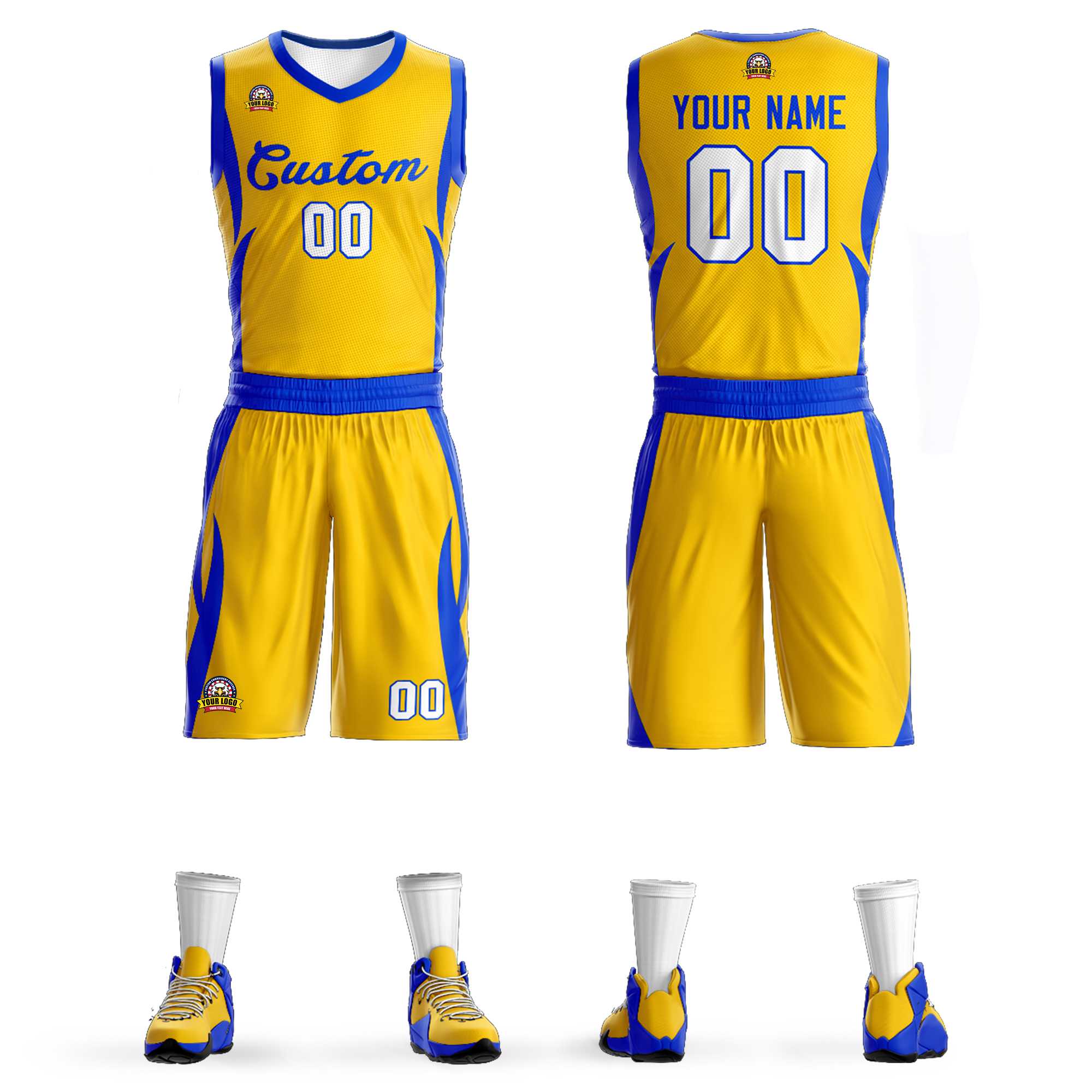 Custom Gold Royal Classic Kits Mesh Basketball Jersey