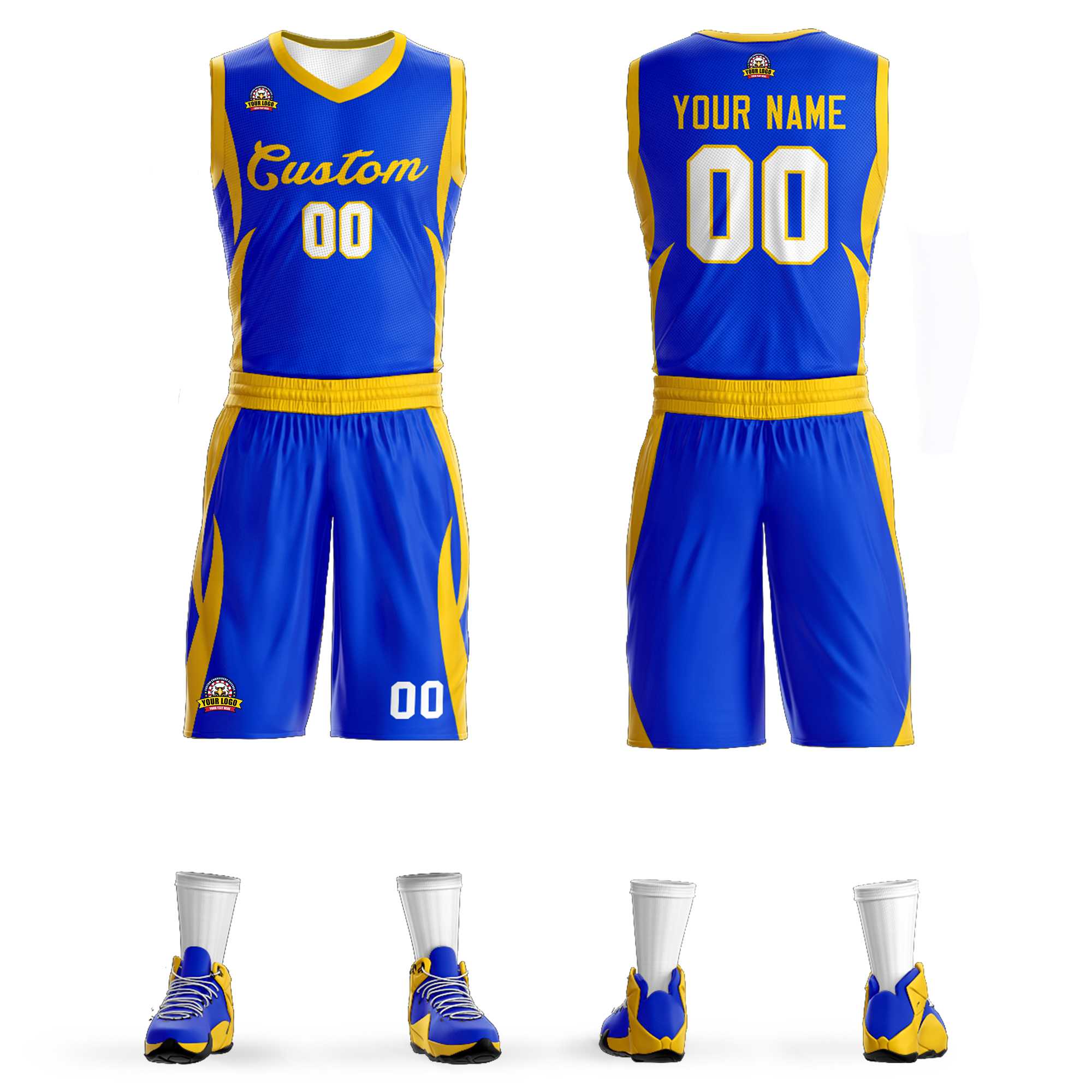 Custom Royal Gold Classic Kits Mesh Basketball Jersey