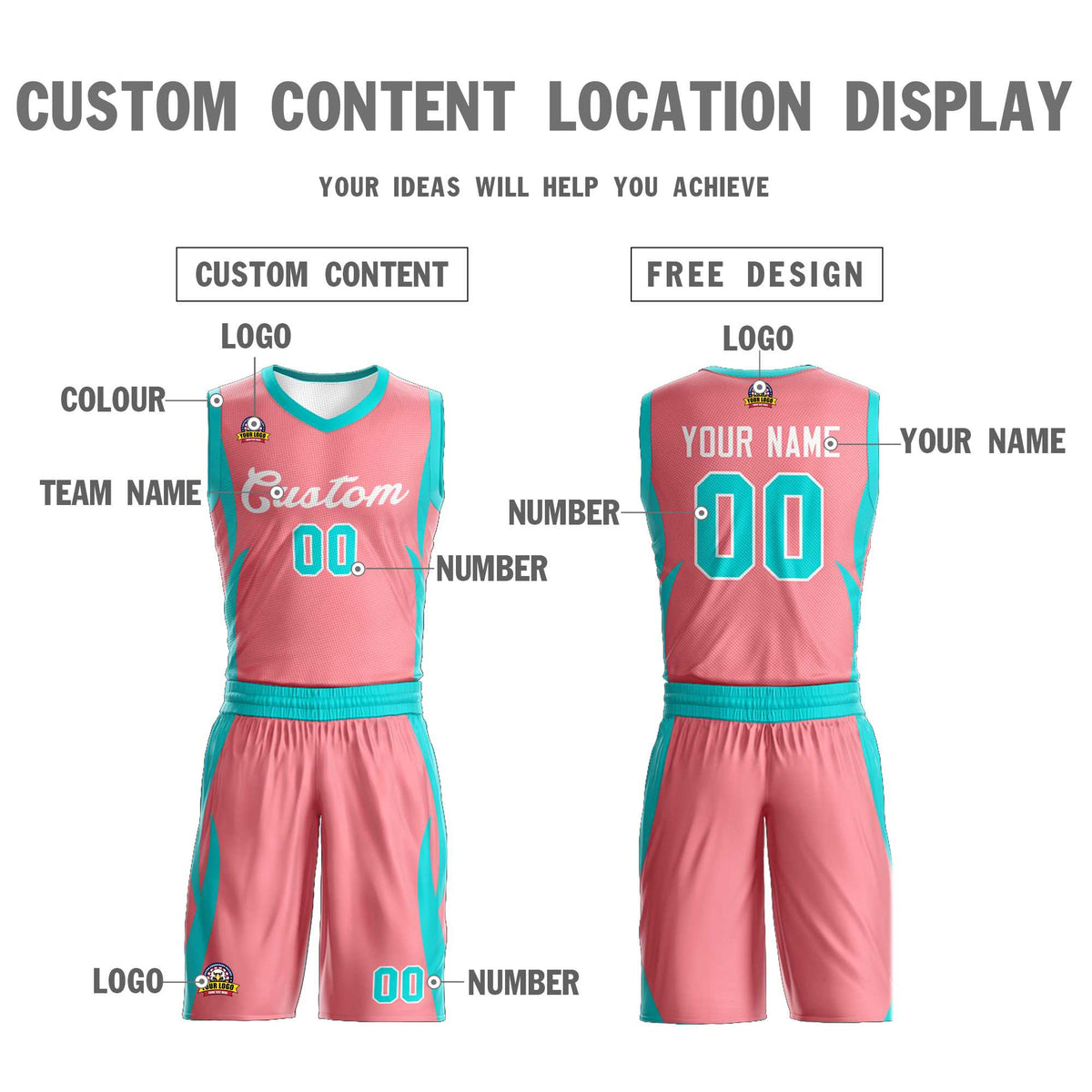 Custom Light Pink White Classic Kits Mesh Basketball Jersey