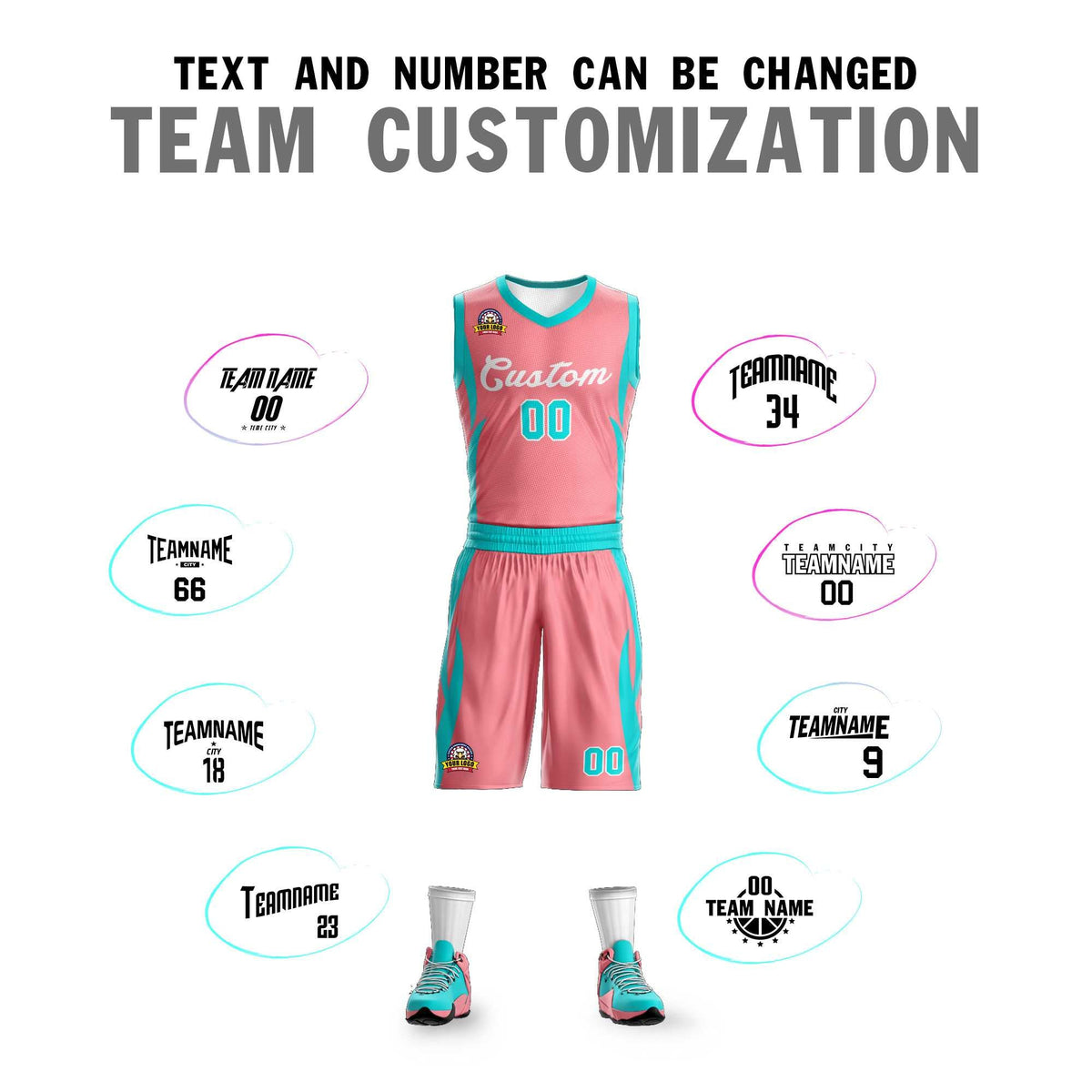 Custom Light Pink White Classic Kits Mesh Basketball Jersey