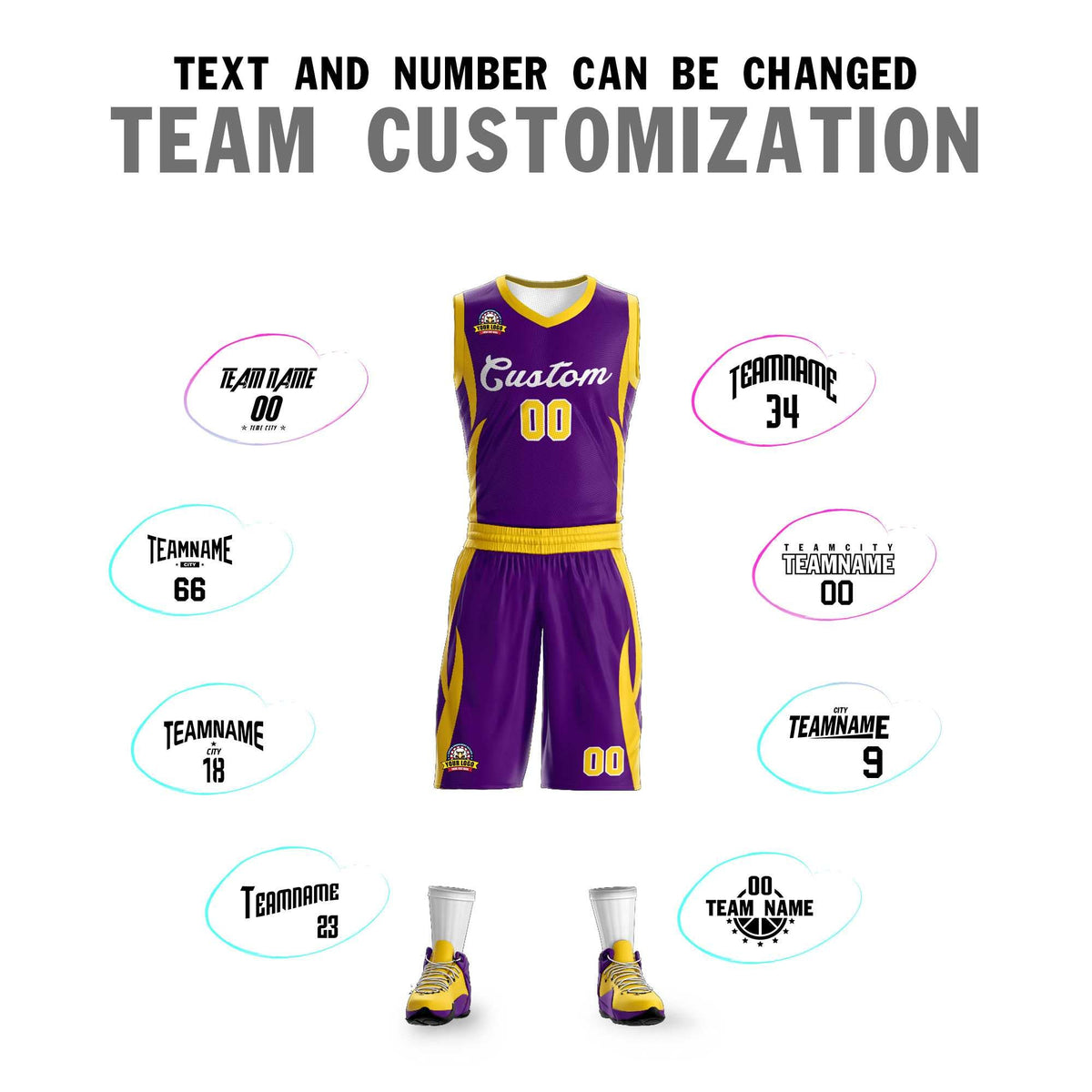 Custom Purple White Classic Kits Mesh Basketball Jersey