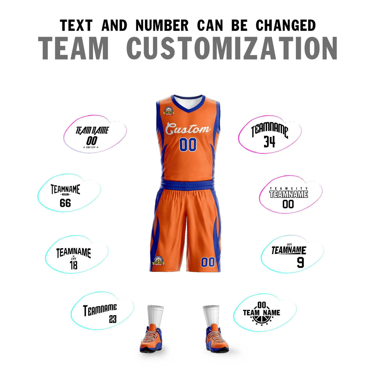 Custom Orange White Classic Kits Mesh Basketball Jersey