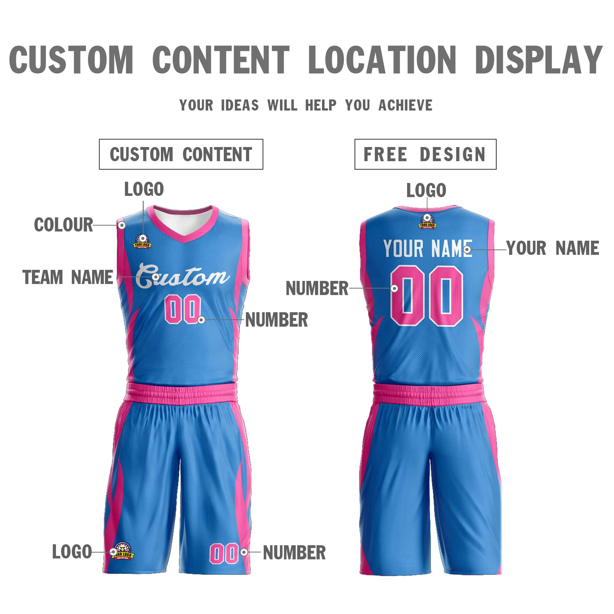 Custom Powder Blue White Classic Kits Mesh Basketball Jersey