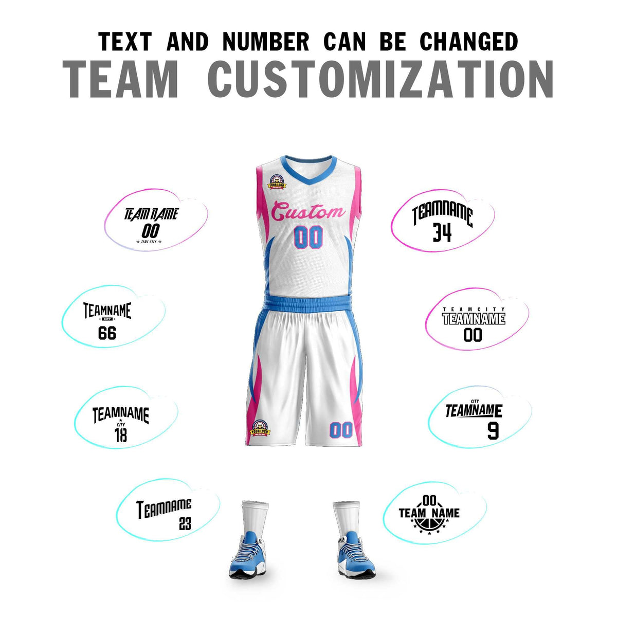 Custom White Pink Classic Kits Mesh Basketball Jersey