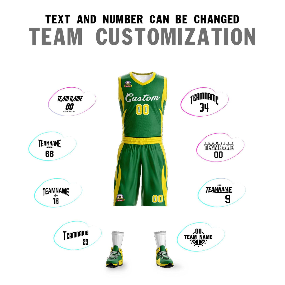 Benutzerdefinierte Kelly Grün Weiß Classic Kits Mesh Basketball Jersey