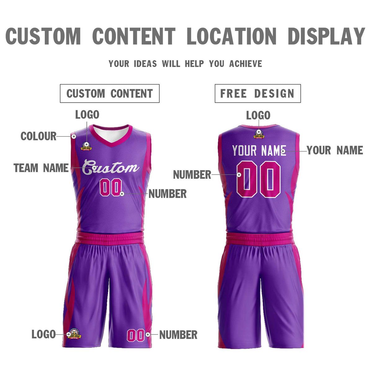 Custom Purple Purple Classic Kits Mesh Basketball Jersey