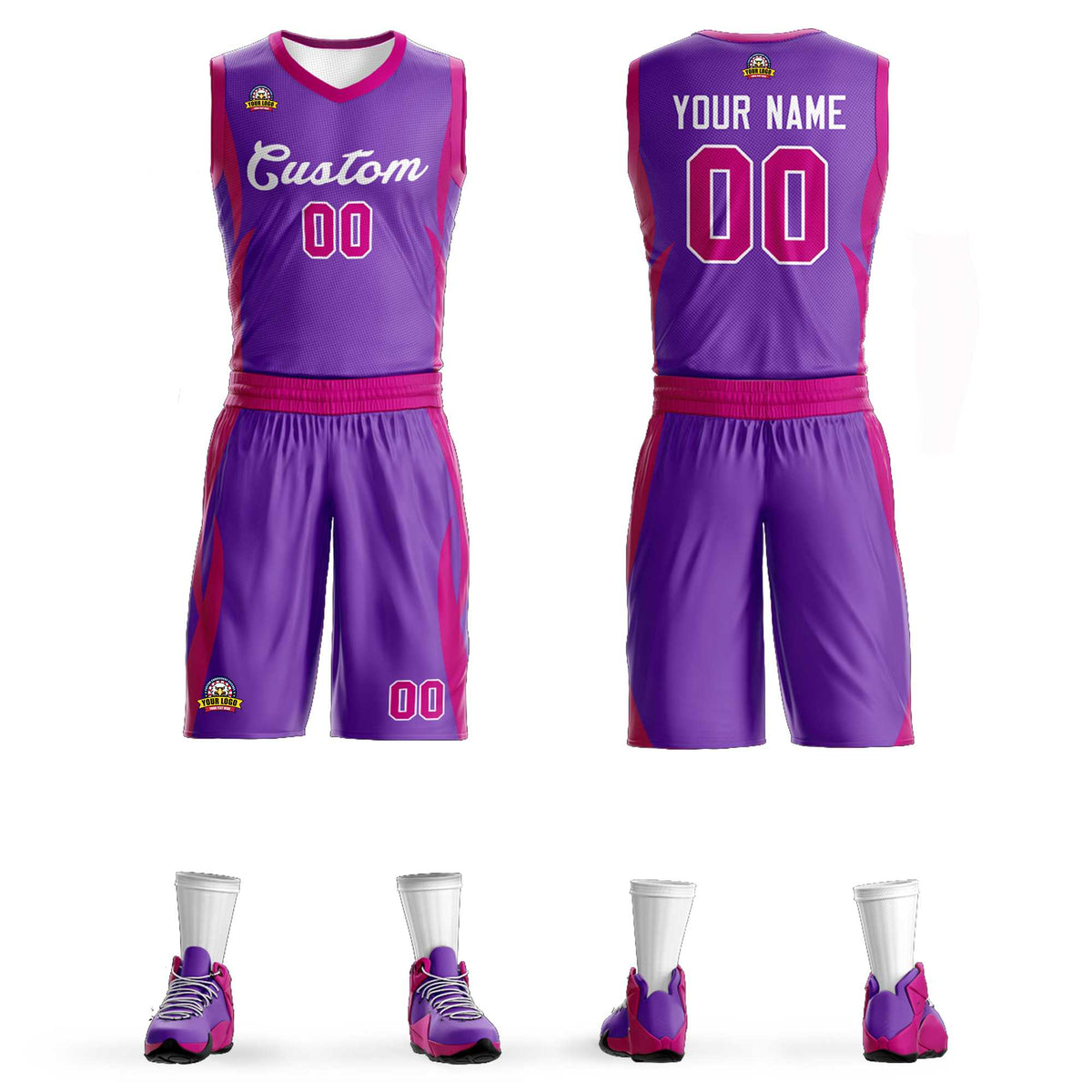 Custom Purple Purple Classic Kits Mesh Basketball Jersey