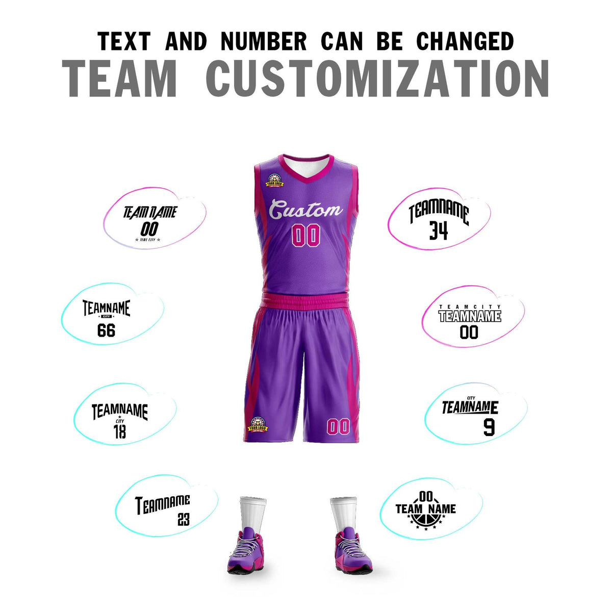 Custom Purple Purple Classic Kits Mesh Basketball Jersey