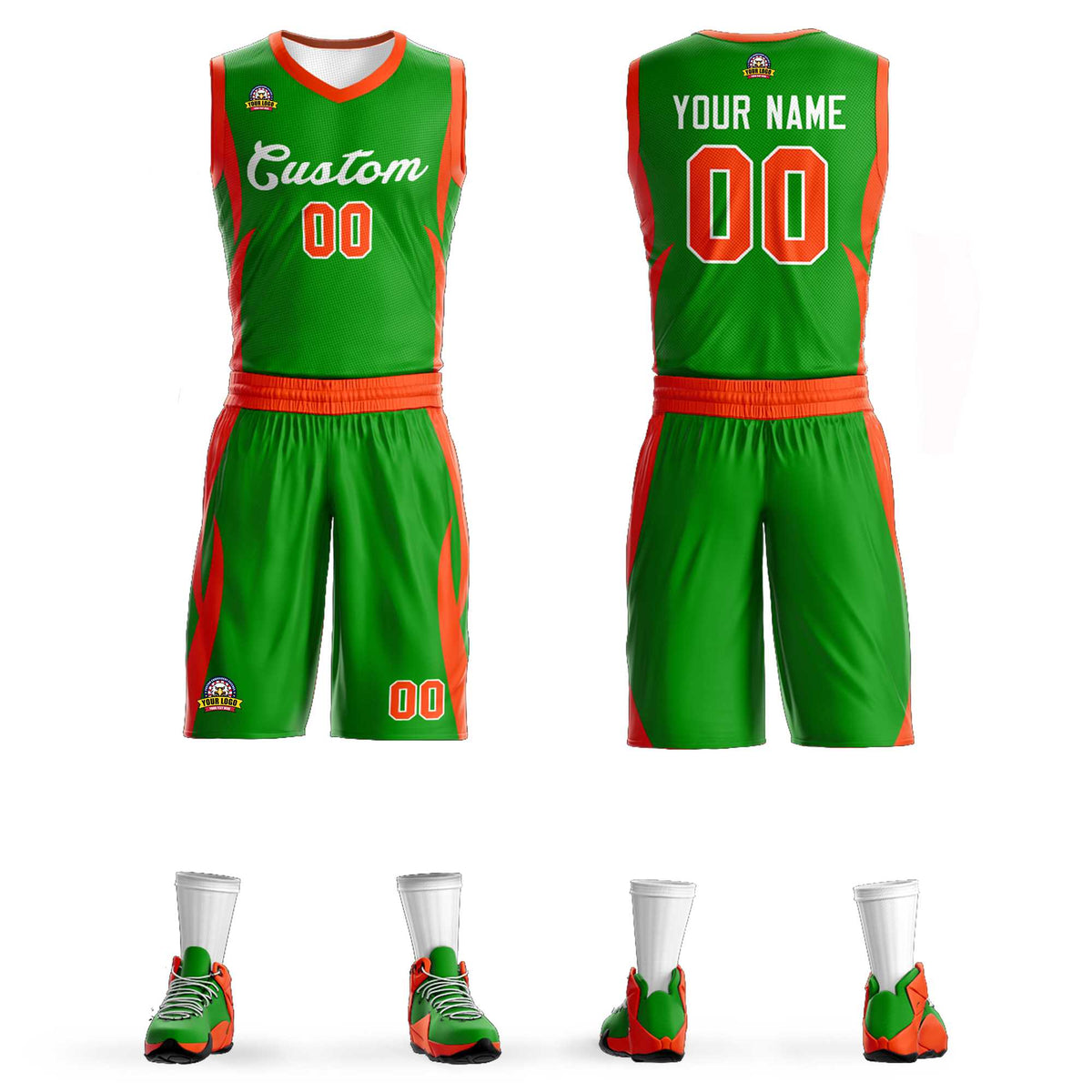 Maillot de basket-ball en maille vert personnalisé