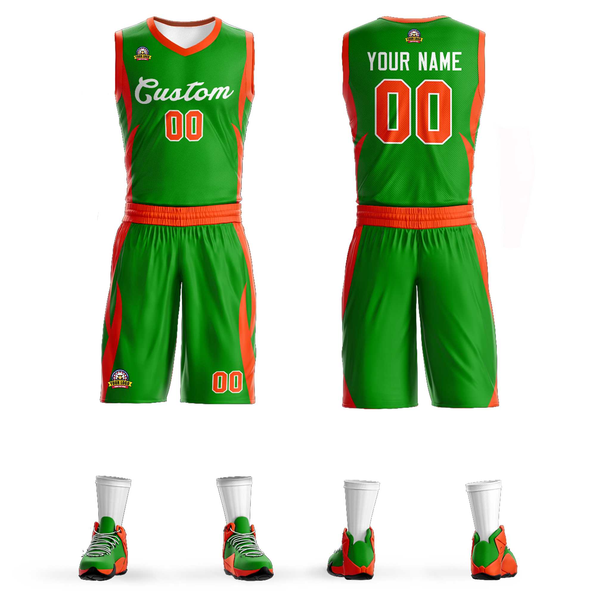 Custom Green Green Classic Kits Mesh Basketball Jersey