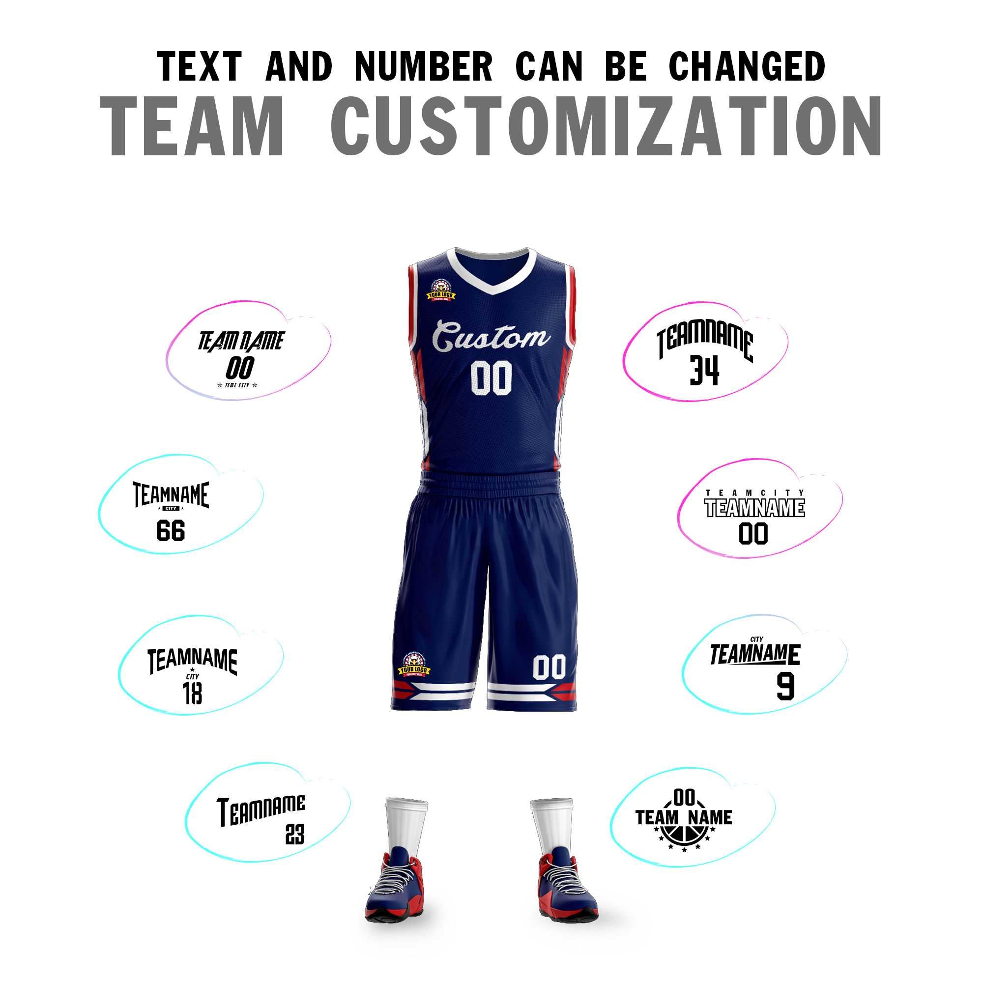 Custom Navy White Classic Kits Mesh Basketball Jersey