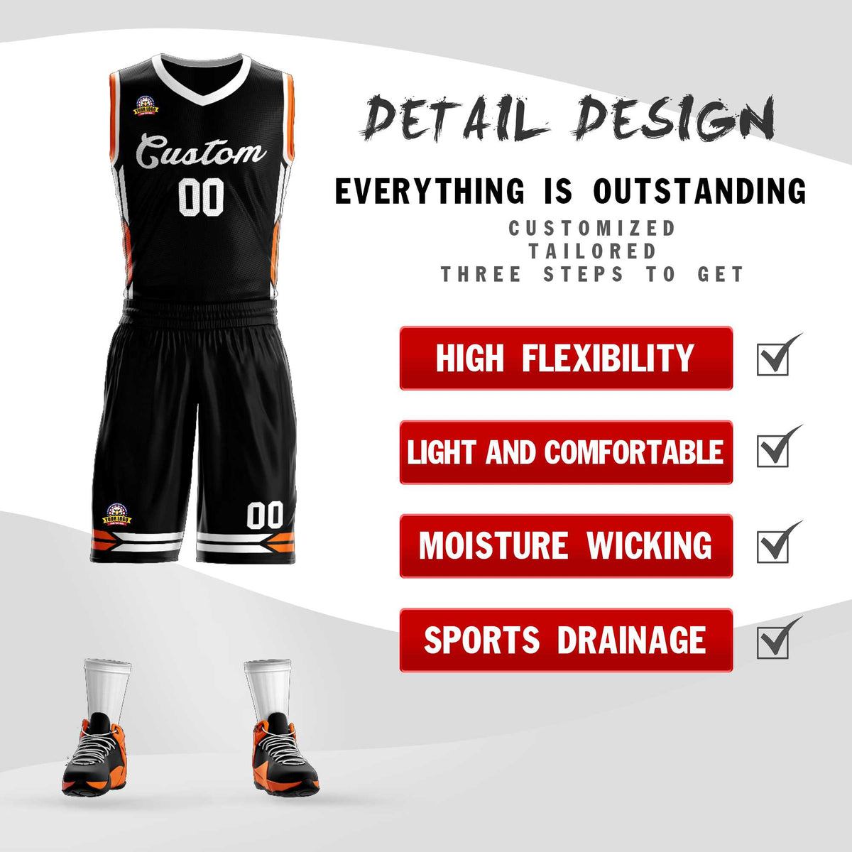 Custom Black White Classic Kits Mesh Basketball Jersey
