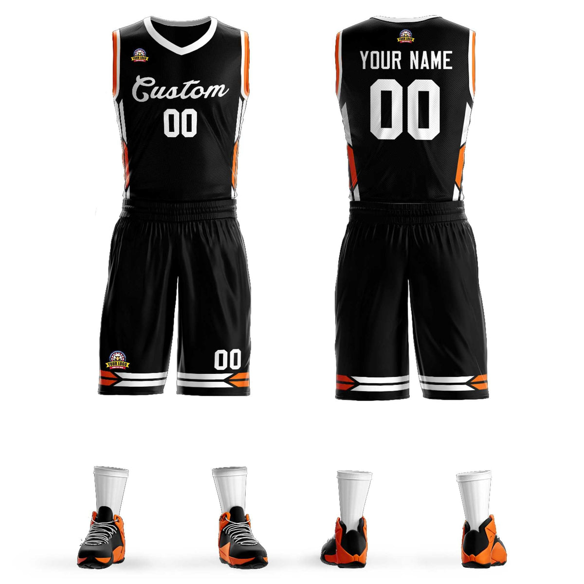 Custom Black White Classic Kits Mesh Basketball Jersey