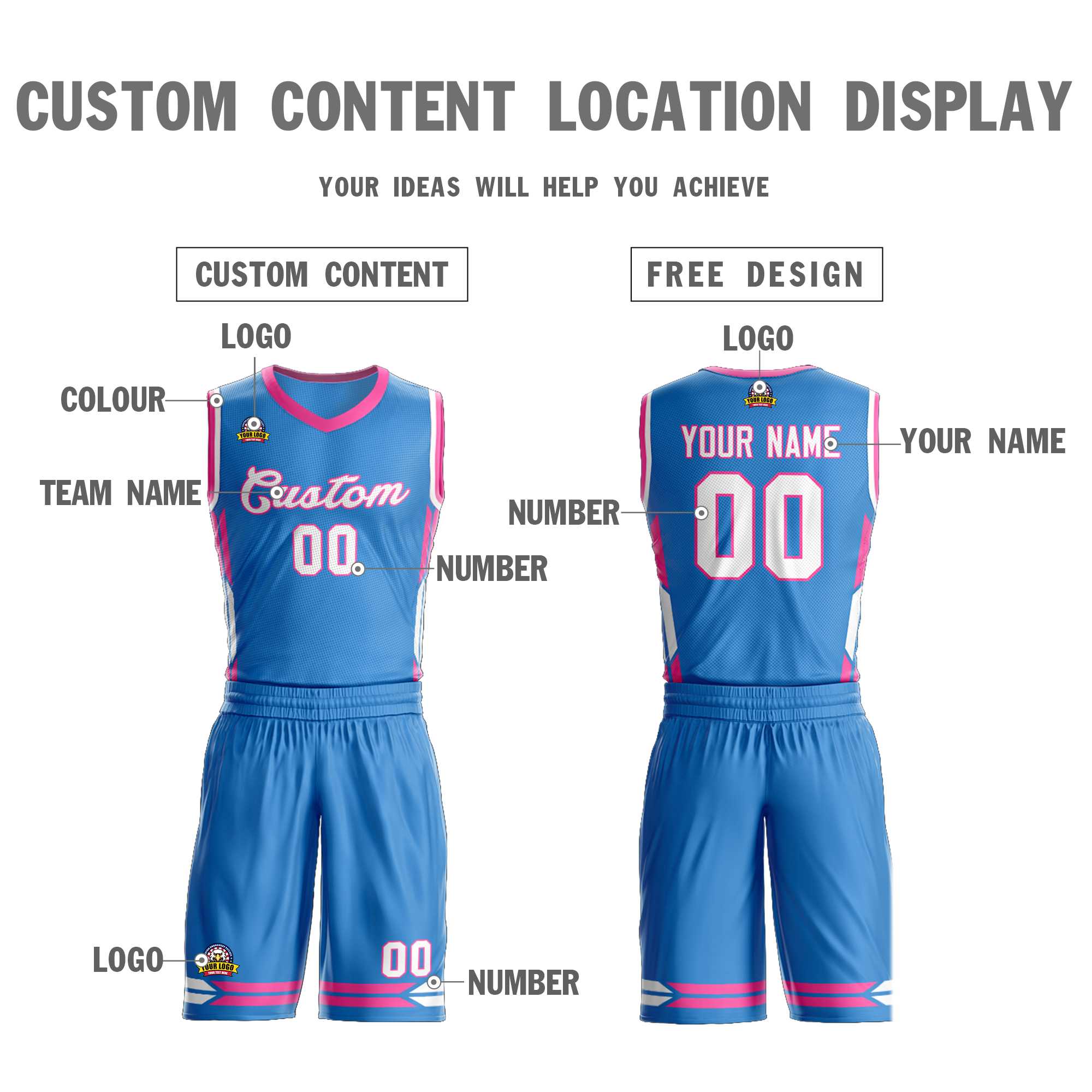Custom Powder Blue White Classic Kits Mesh Basketball Jersey