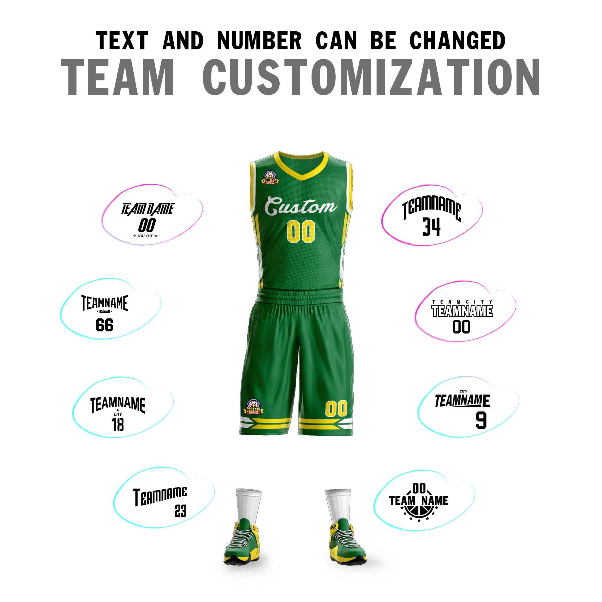Custom Kelly Green White Classic Kits Mesh Basketball Jersey
