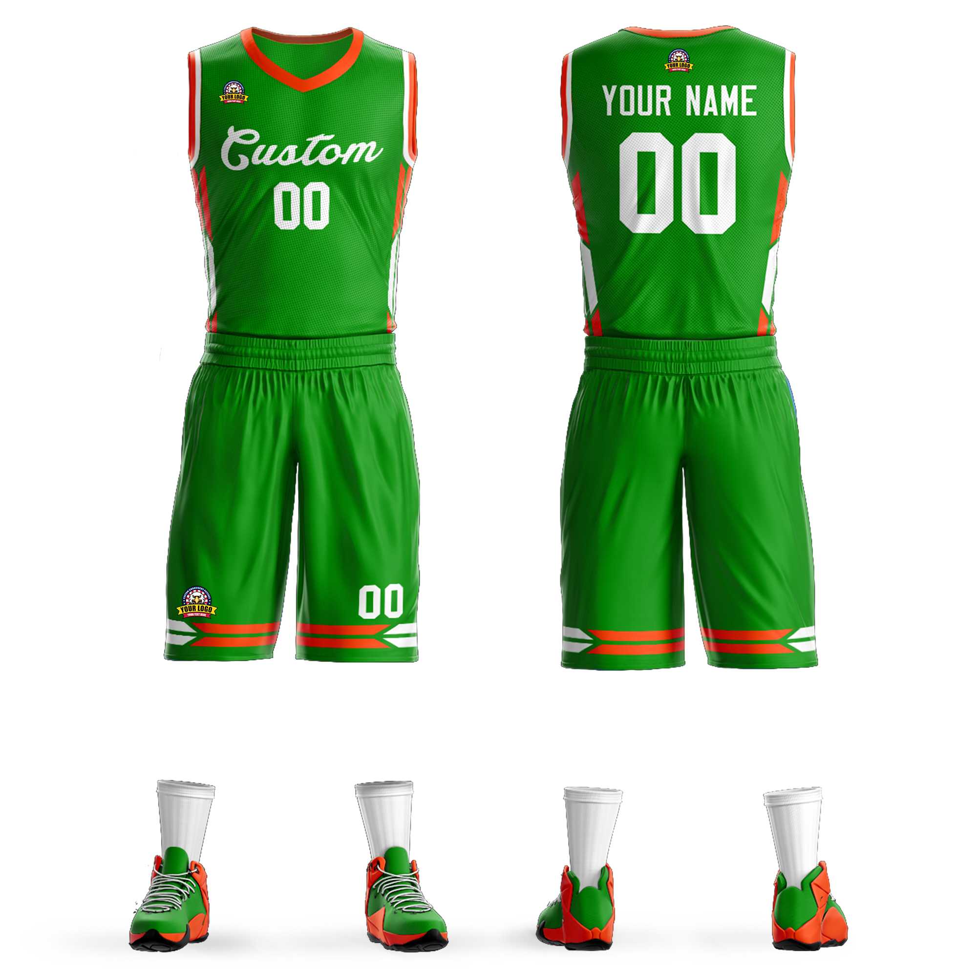 Custom Green Green Classic Kits Mesh Basketball Jersey