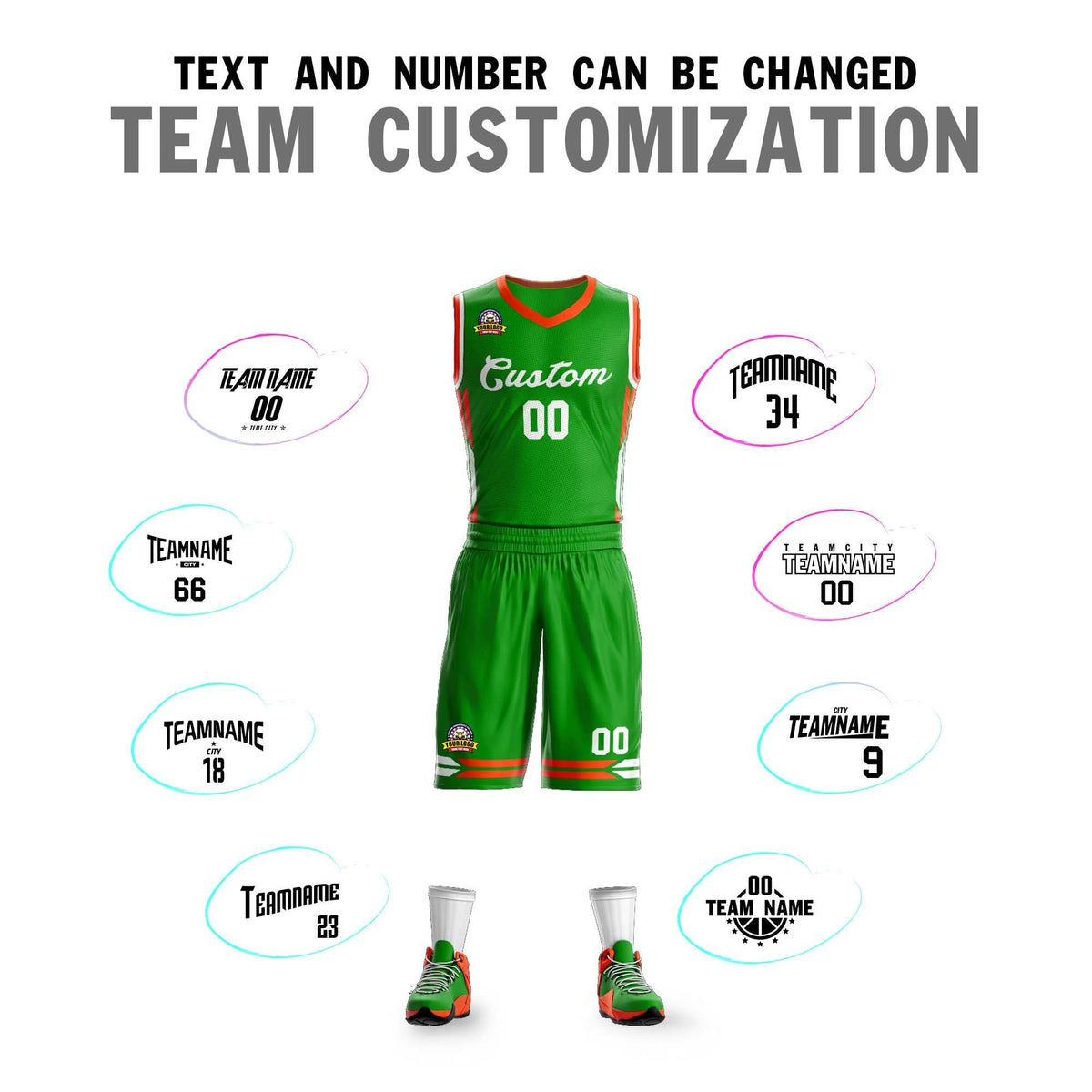 Maillot de basket-ball en maille vert personnalisé
