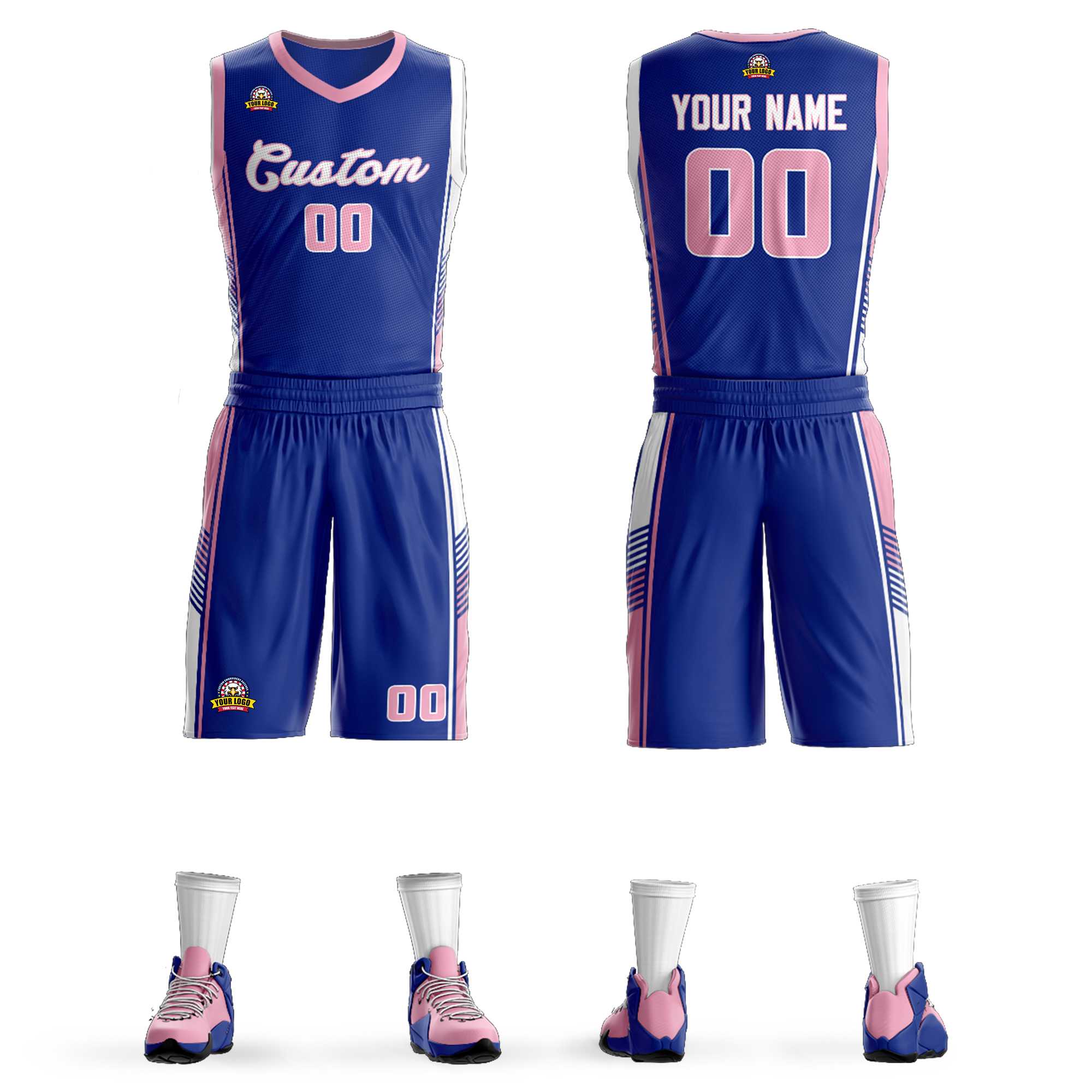 Custom Royal Pink-White Classic Kits Sports Uniform Basketball Jersey