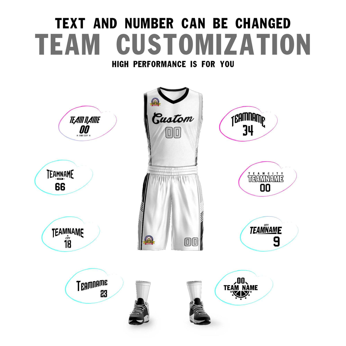 Custom White Black-Light Gray Classic Kits Sports Uniform Basketball Jersey