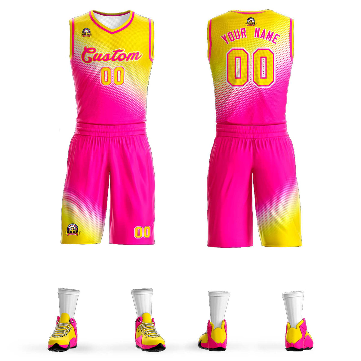 Benutzerdefinierte Gold Rose Rot Gradienten Mode Sport Uniform Basketball Jersey
