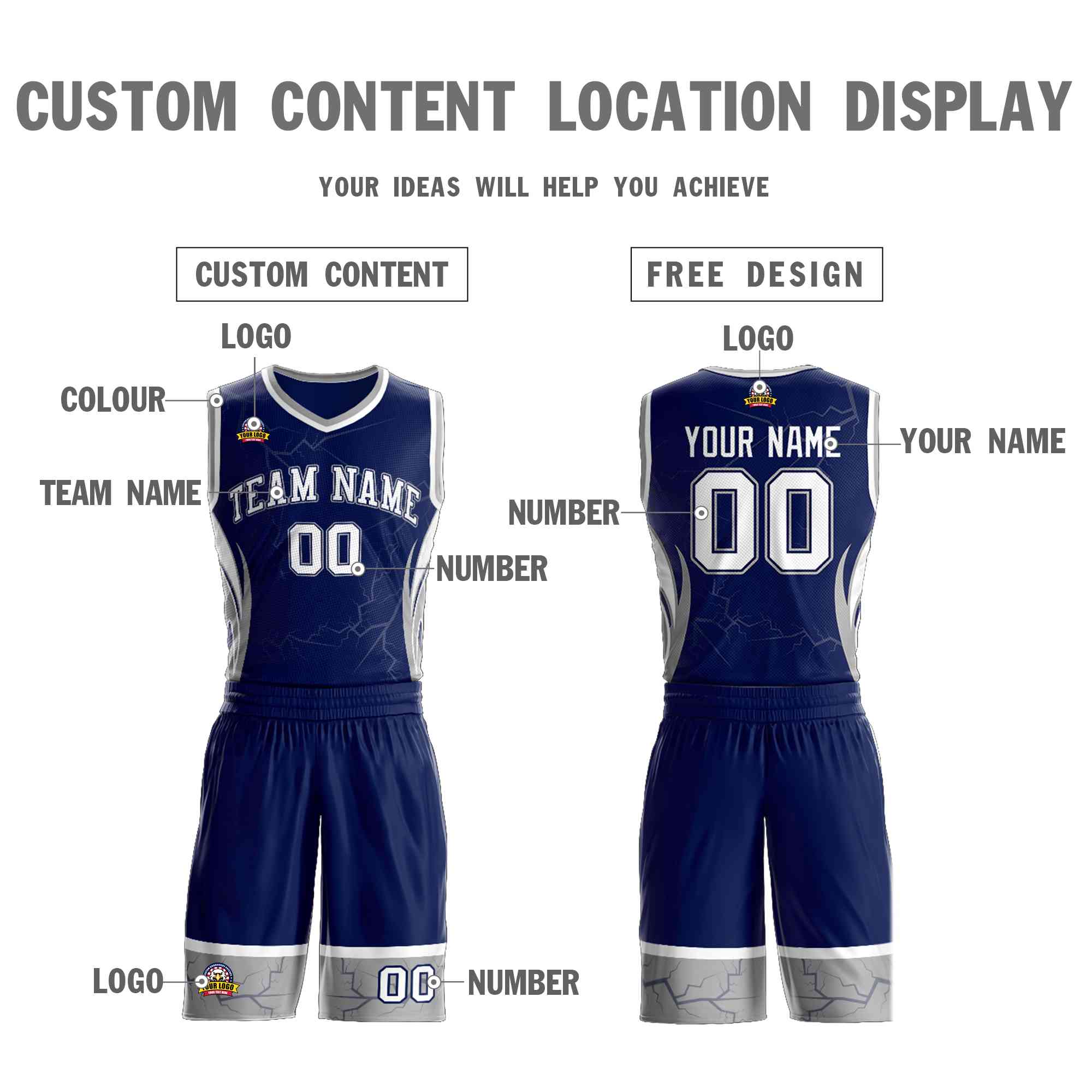Custom Navy White-Navy Graffiti Pattern Kits Lightning Basketball Jersey