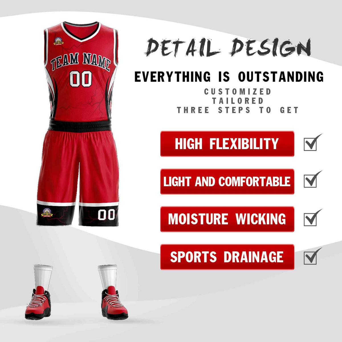 Custom Red Black-White Graffiti Pattern Kits Lightning Basketball Jersey