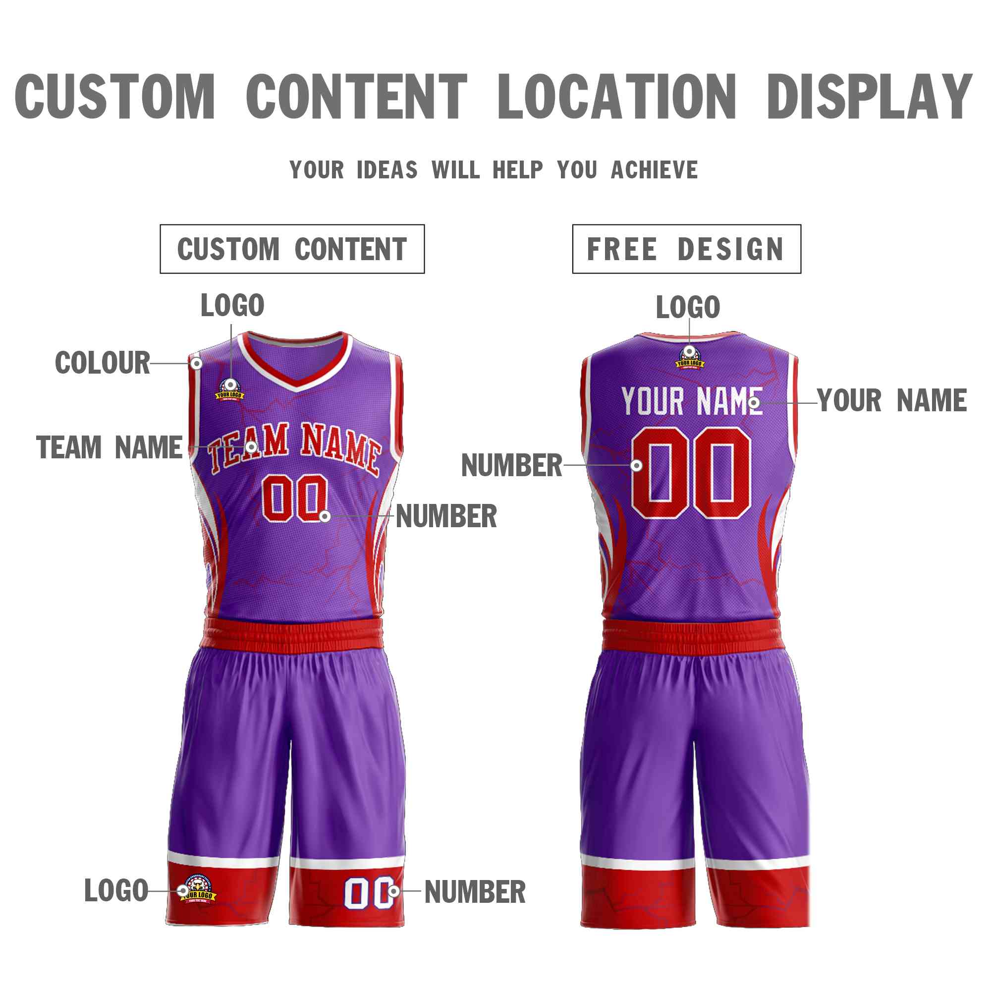 Custom Purple Red-White Graffiti Pattern Kits Lightning Basketball Jersey