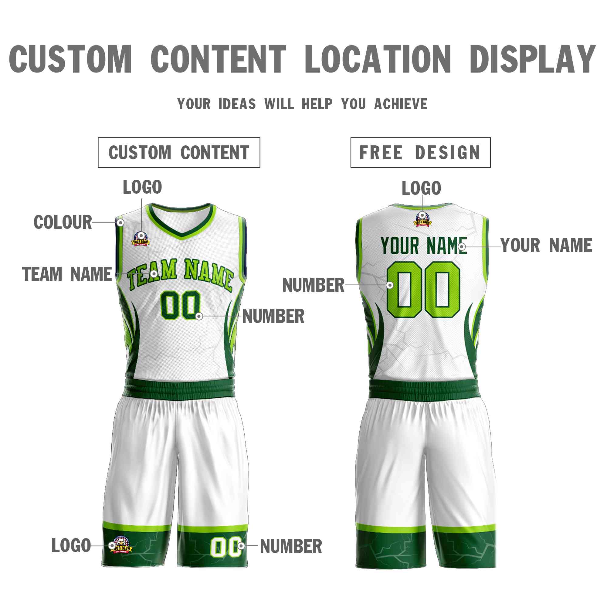 Custom White Neon Green-Green Graffiti Pattern Kits Lightning Basketball Jersey