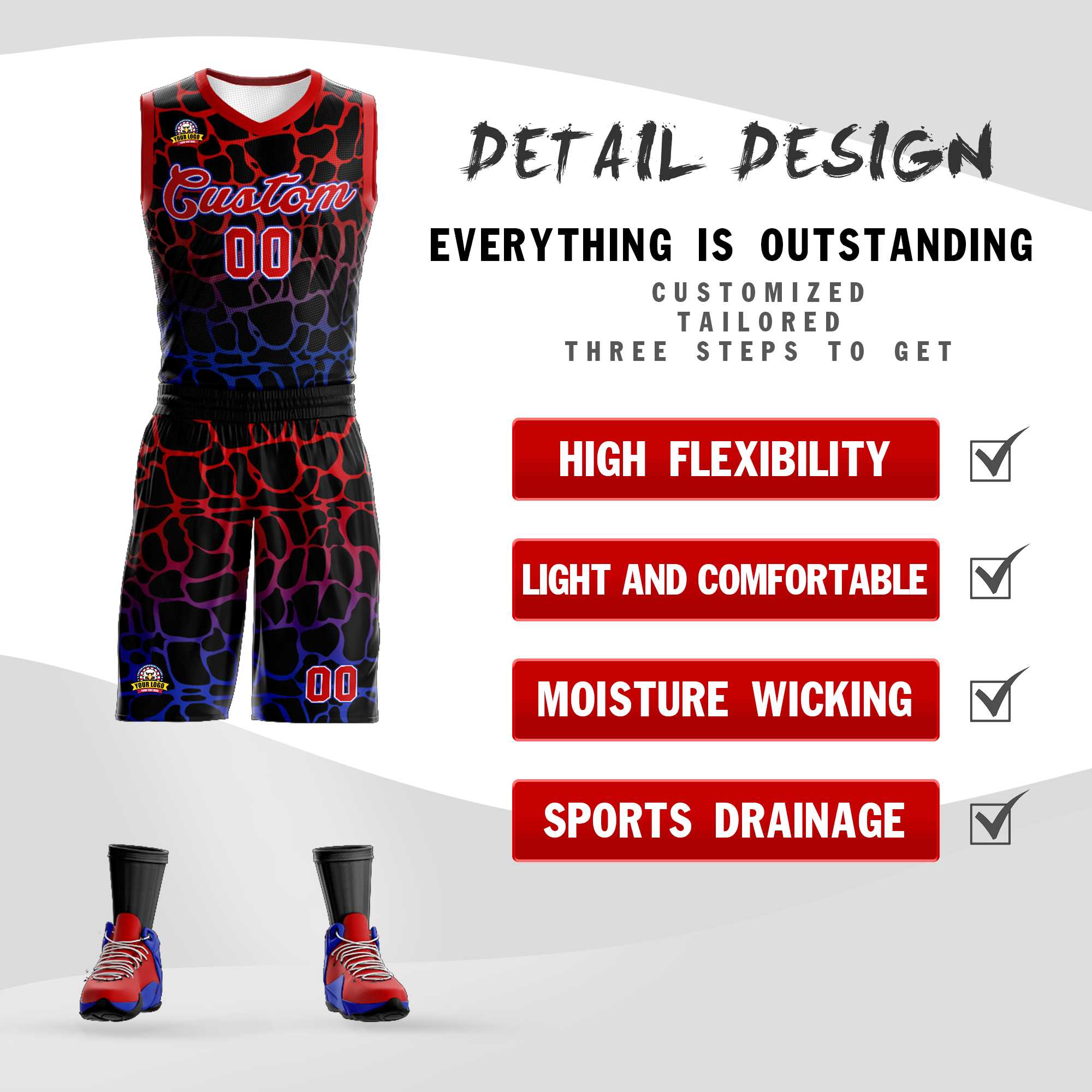 Custom Schwarz Rosa-Blau Gefleckte Graffiti Muster Sport Uniform Basketball Jersey
